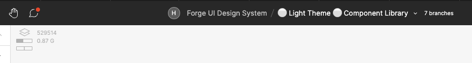 Figma file memory for the 1.0 file is 0.87 GB