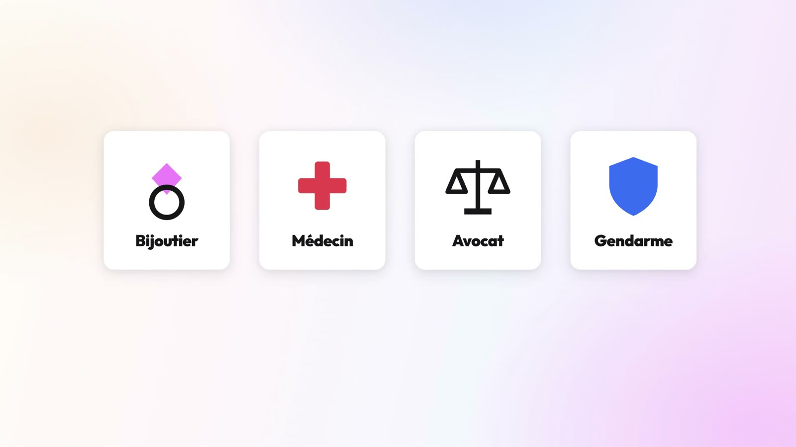 Les professions testées : bijoutier, médecin, avocat, gendarme