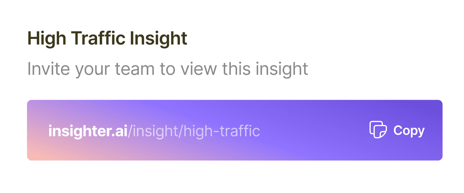 High traffic insight with copy link button