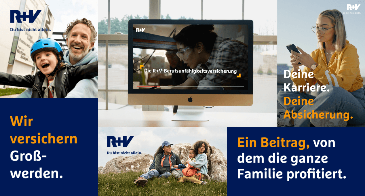 R+V Kampagnen von denkwerk Fotos mit verschiedenen Claims