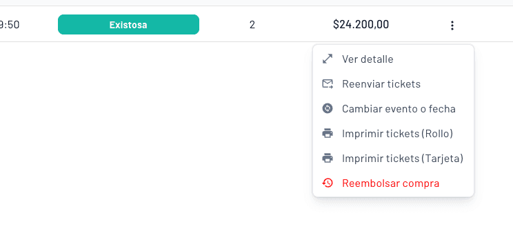 funcionalidad para cancelar o reprogramar una entrada para otra función