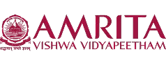 The image shows the logo of Amrita Vishwa Vidyapeetham, featuring a stylized emblem and the institution's name in bold, maroon text, representing its brand identity.