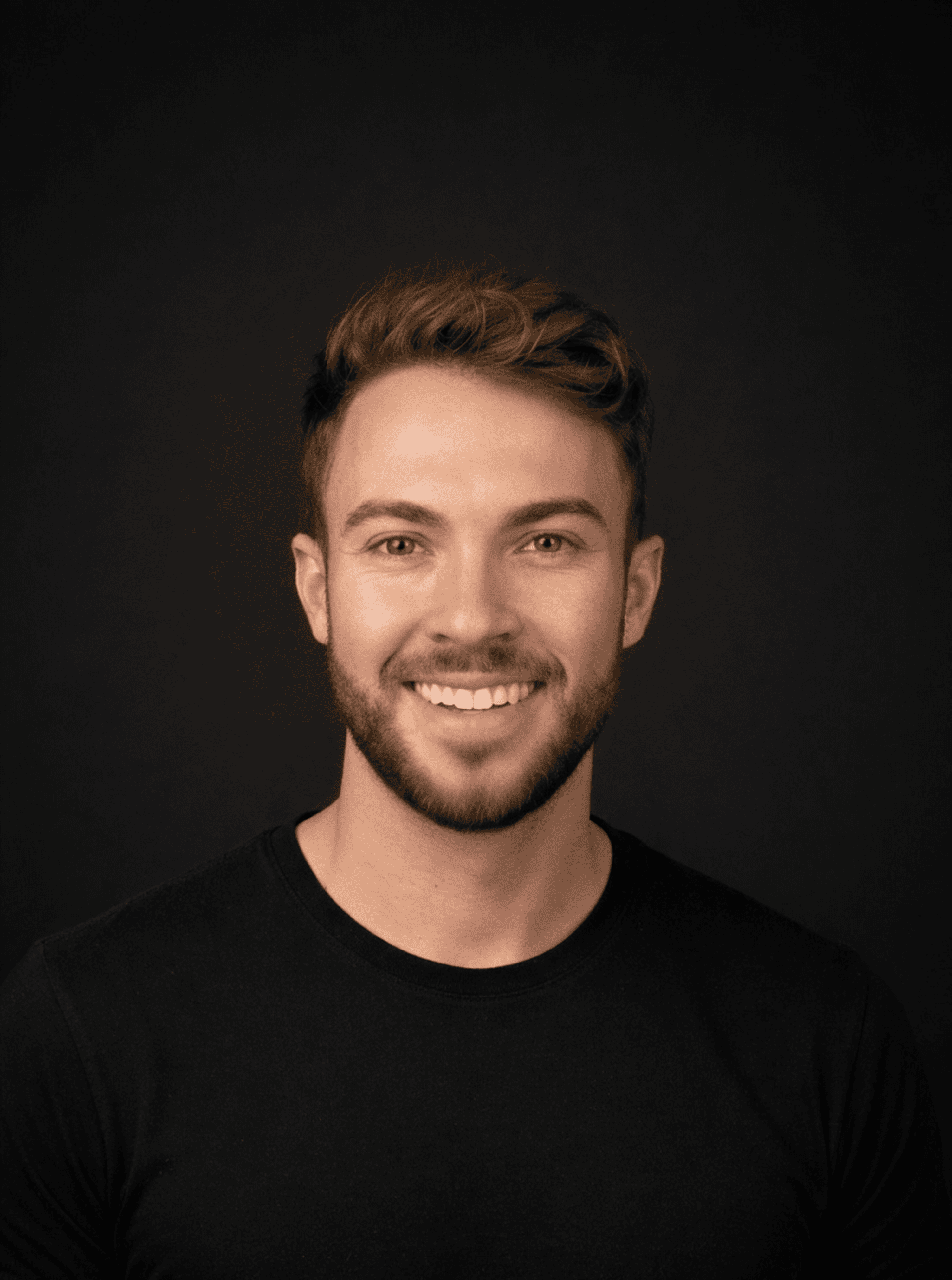 My Story: A portrait of a Yanick Jimenez (product designer) smiling with short brown hair and a light beard, set against a soft green background. The text below mentions that he is originally from Costa Rica and now lives in Quebec, Canada.