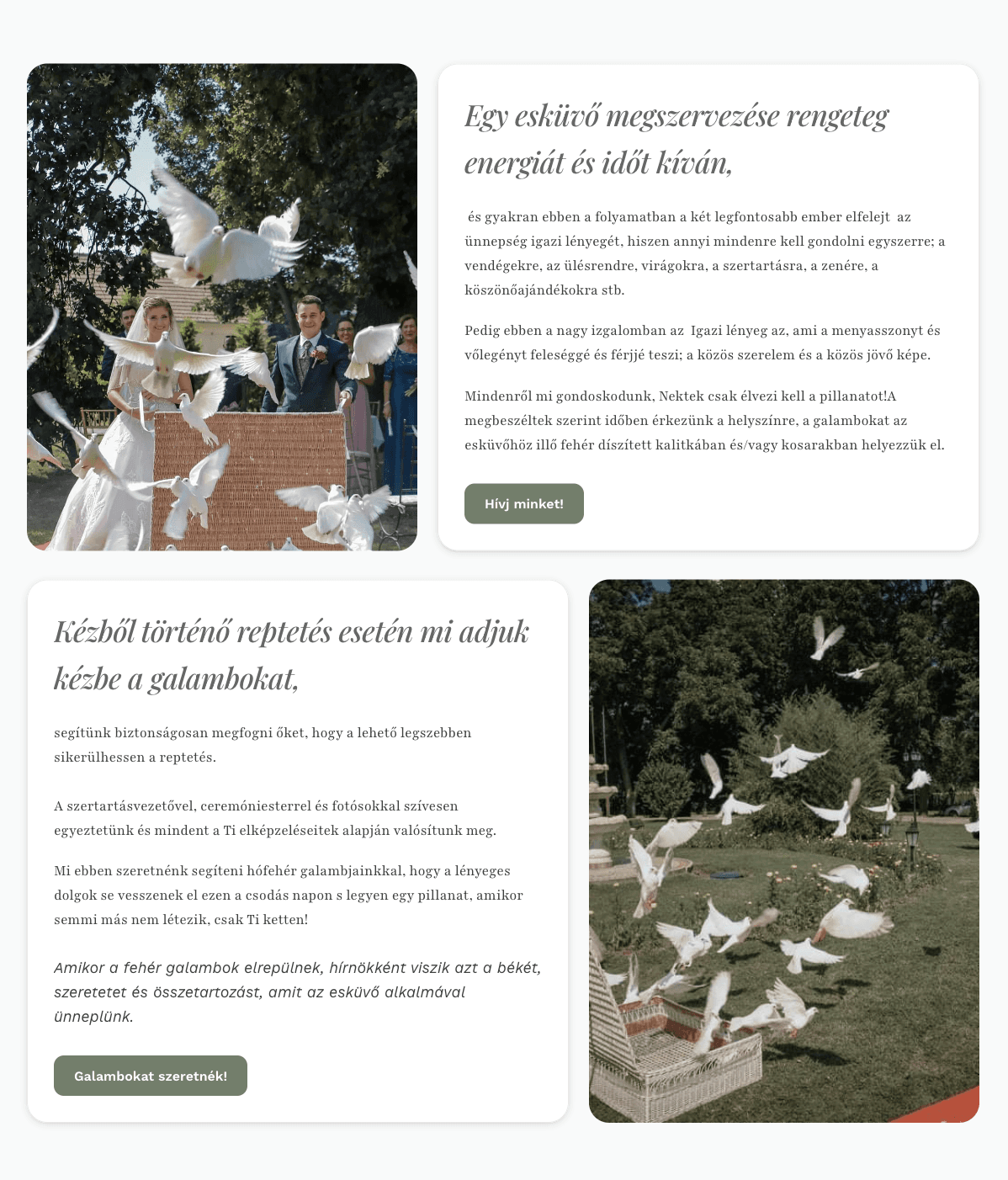 Masszázs szolgáltatásokat bemutató strukturált weboldal szekció”