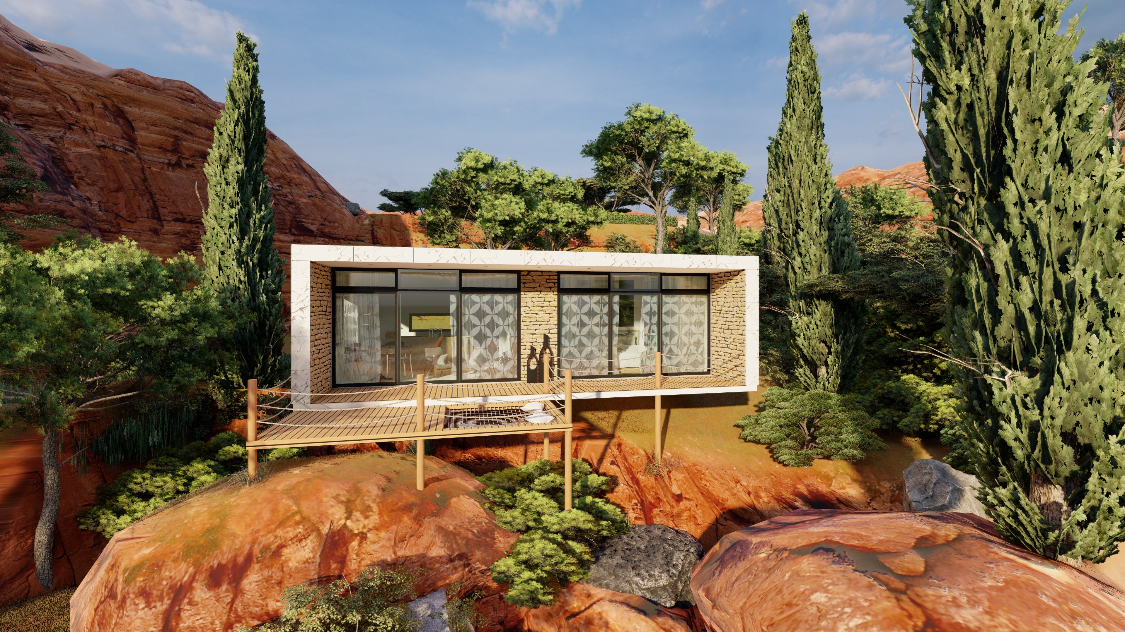 High-rise office building with sustainable design features