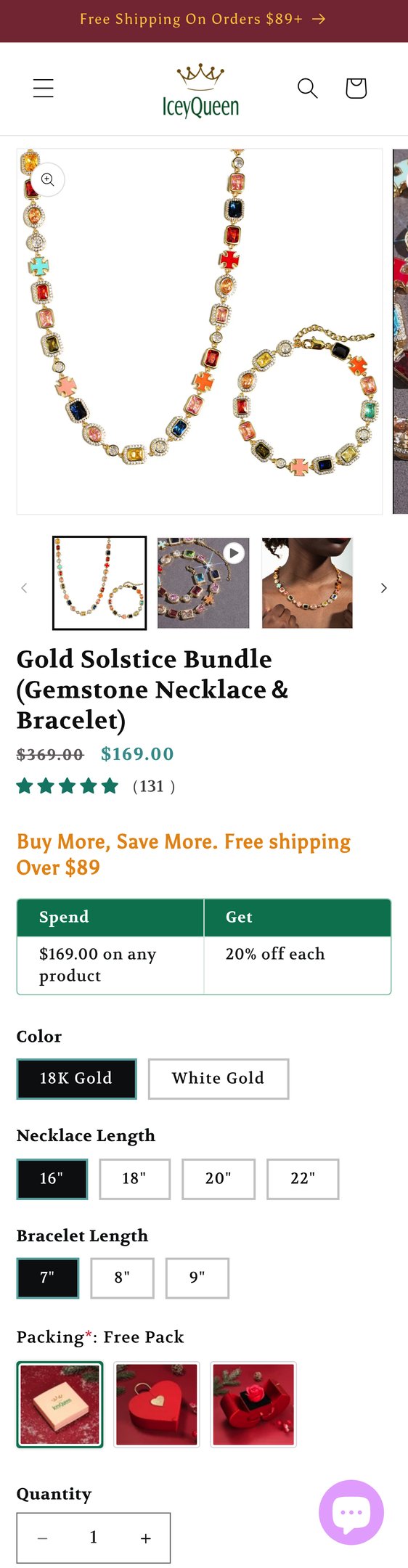 Jewelry product options include: necklace, bracelet for Gold Solstice Bundle (Gemstone Necklace＆ Bracelet) from iceyqueen.