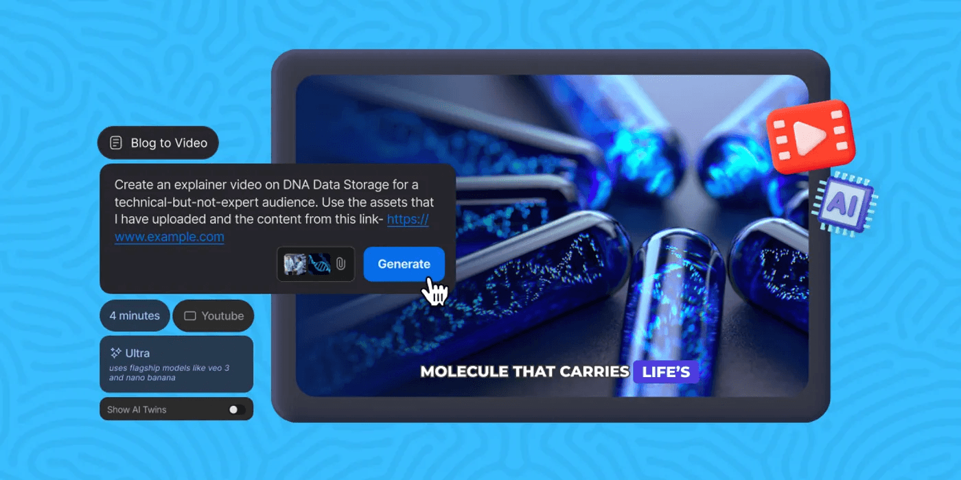 AI interface generating DNA storage video - How to Create Explainer Videos