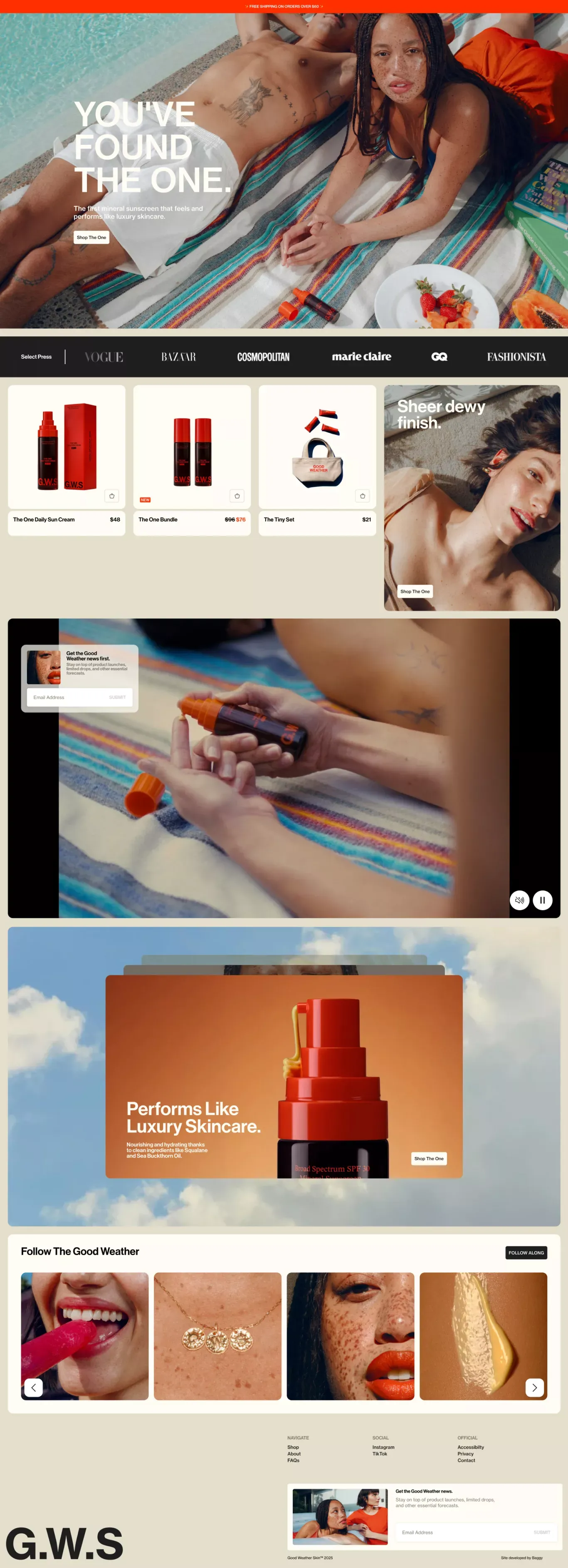 Good Weather Skin ecommerce page screenshot showcasing Beauty and Ecommerce design