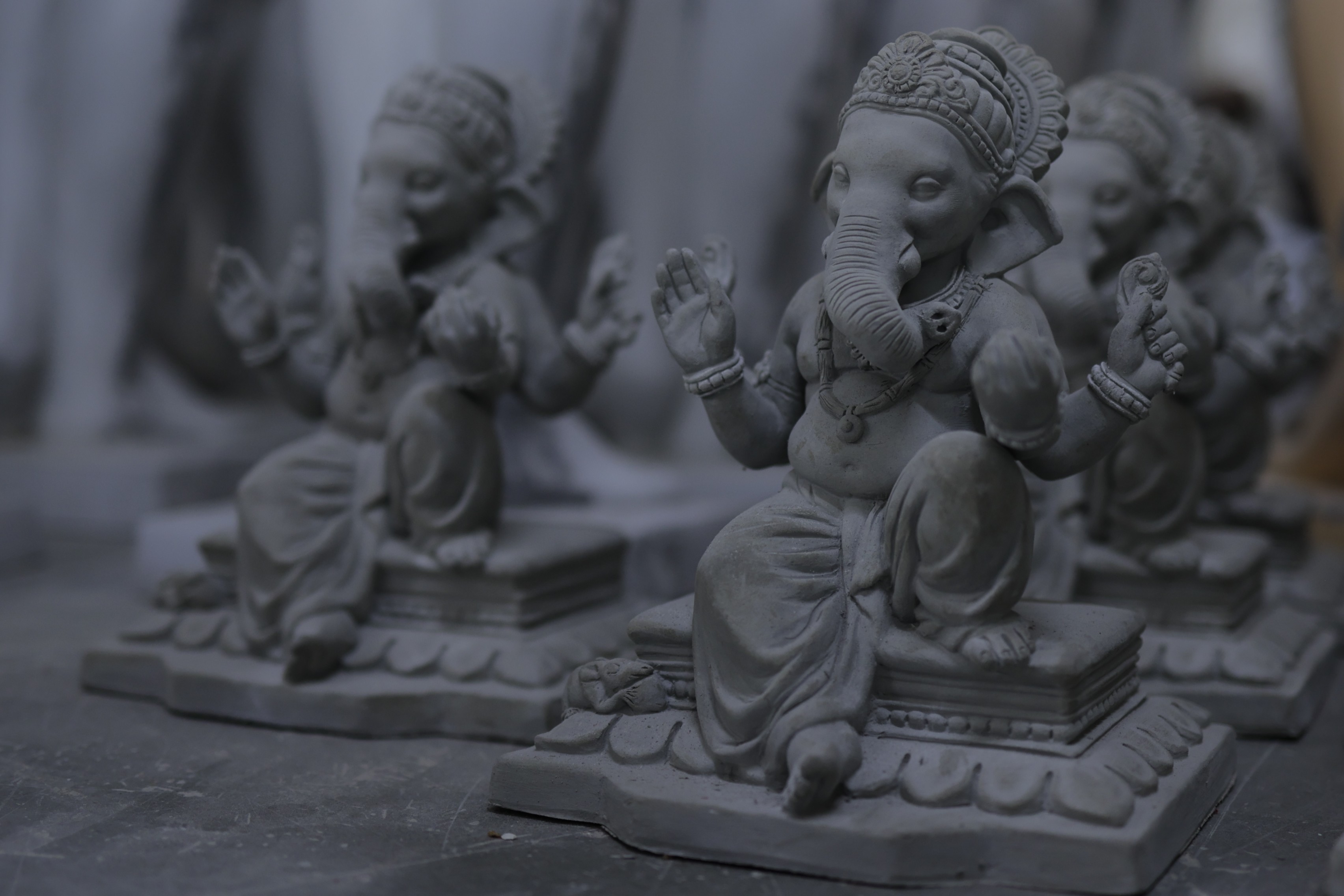 Drone shot of a running track at night