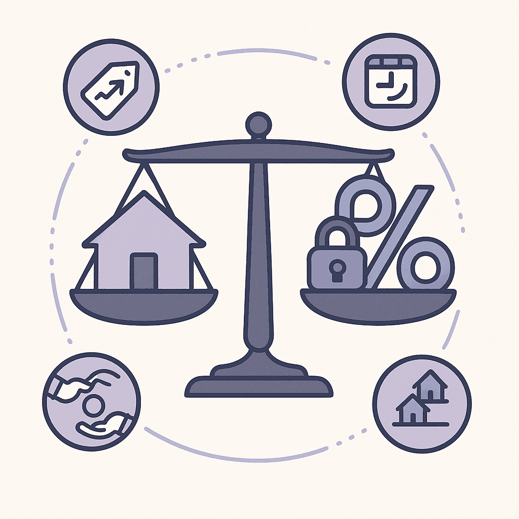 Illustration linking Castle Rock prices, days on market, inventory and concessions to mortgage rate-lock leverage.