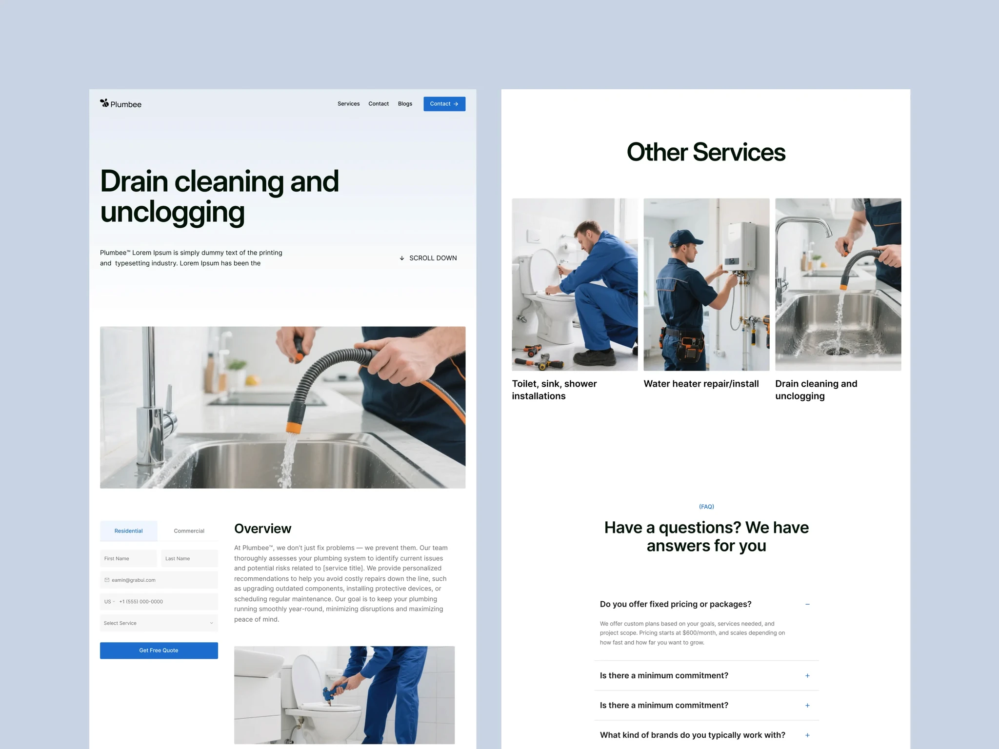 Template for Plumbing