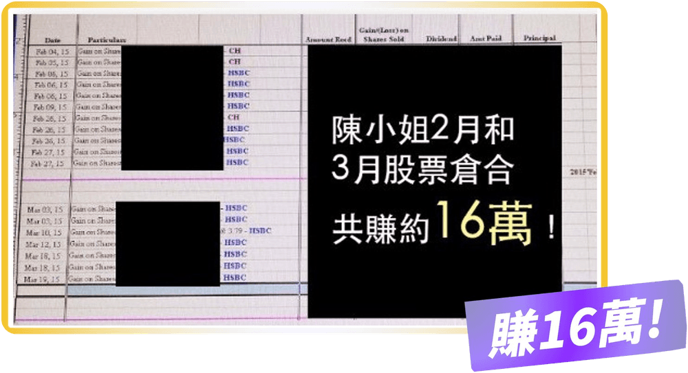 學員成績截圖：賺16萬