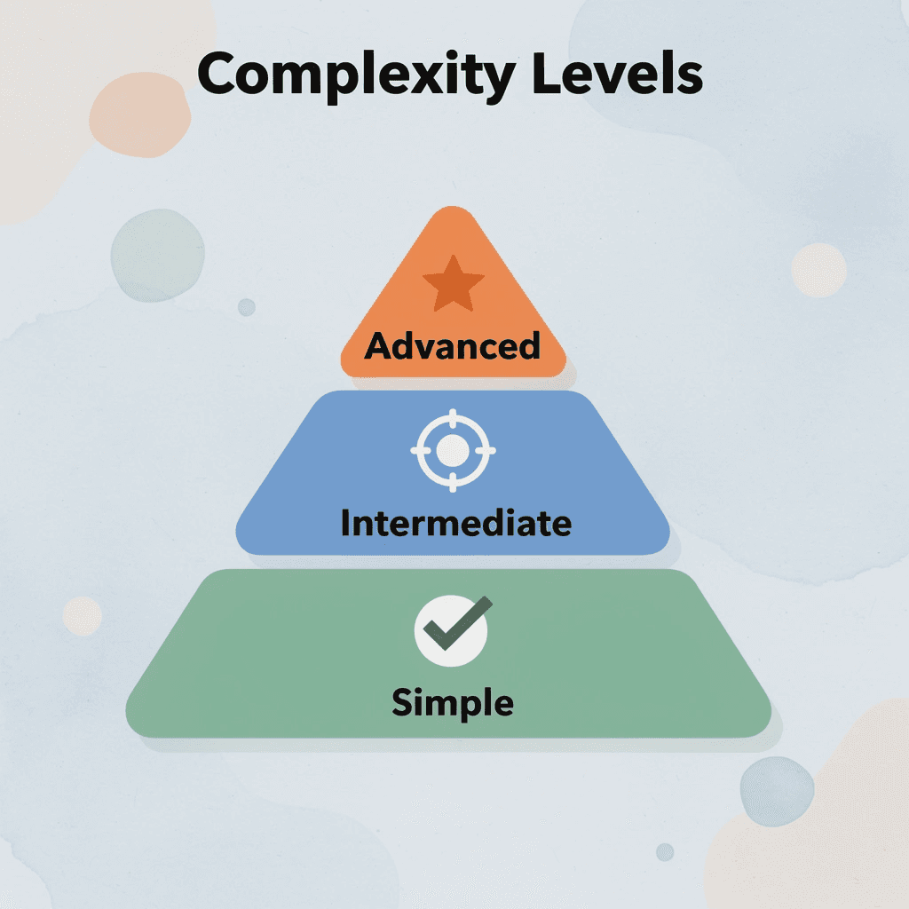 Pyramid showing three complexity levels for coloring activities - Best Toys For Promoting Creativity
