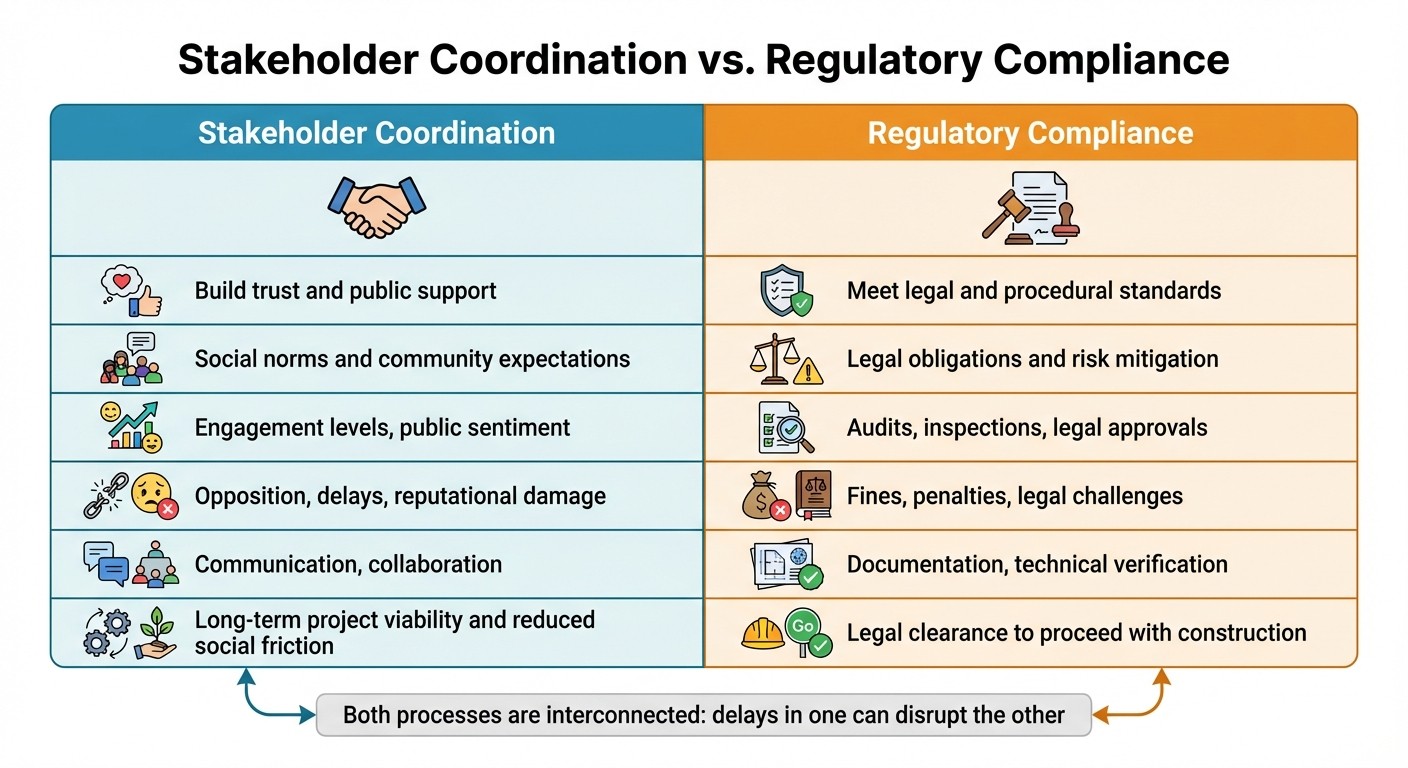 Stakeholder Coordination vs Regulatory Compliance in Permitting: Key Differences