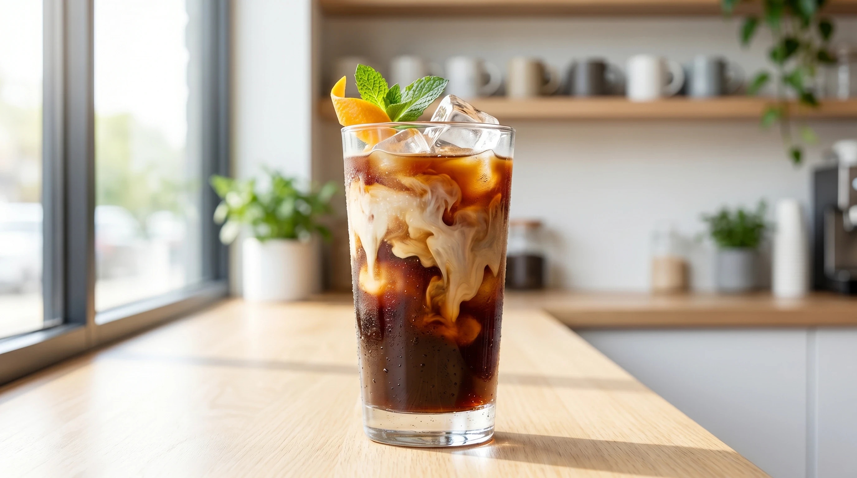 clear glass filled ice coffee