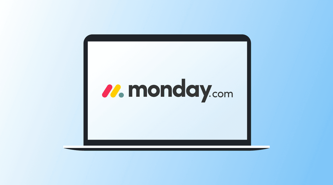 Laptop screen with Monday.com logo