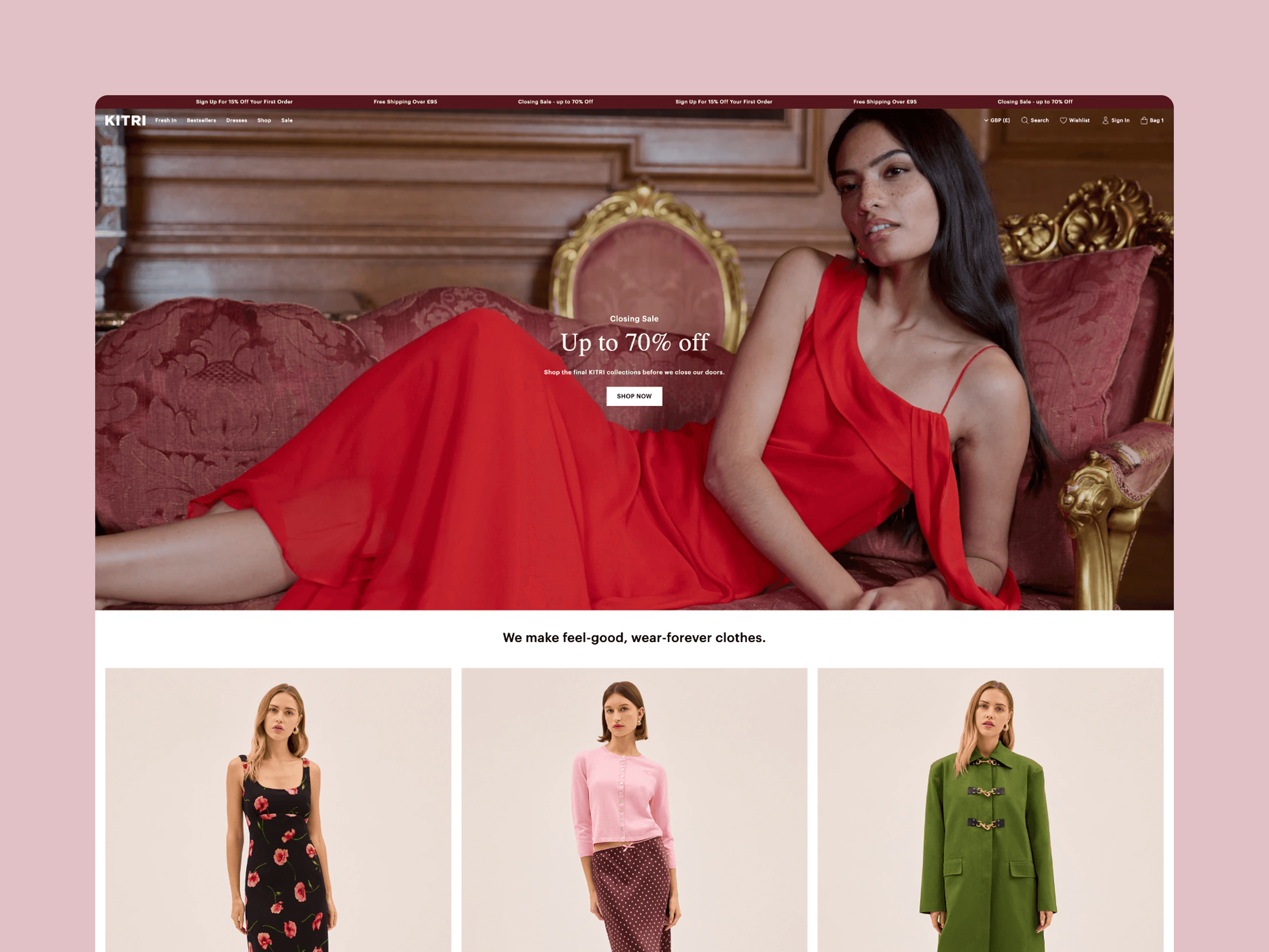 Kitri homepage with hero focus