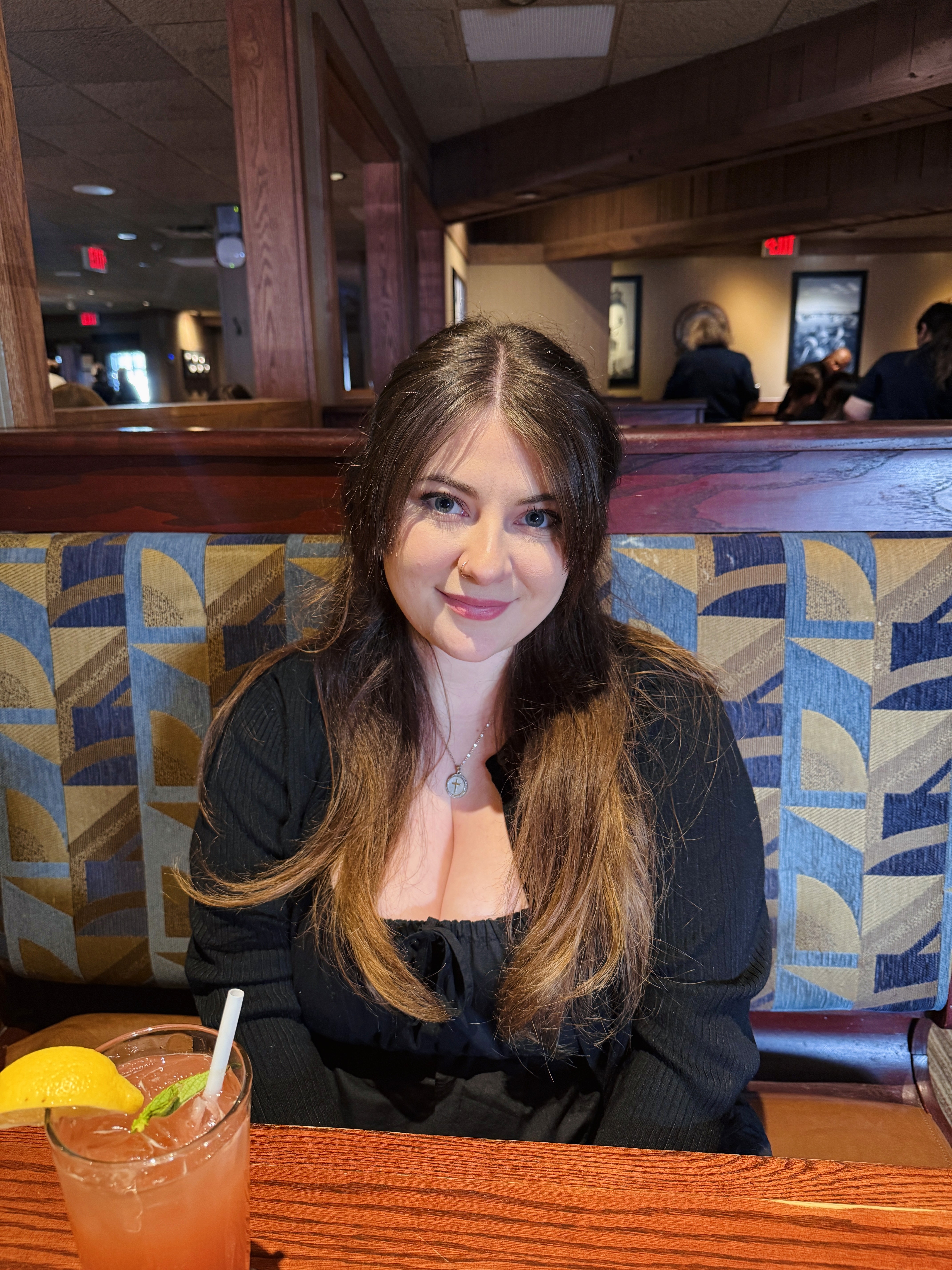 A young girl smiling