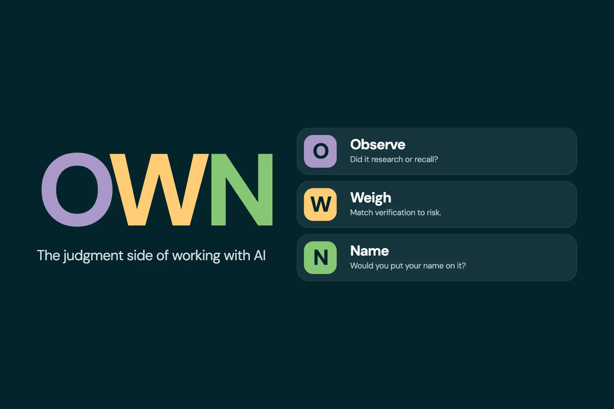 OWN: The Judgment Side of Working with AI