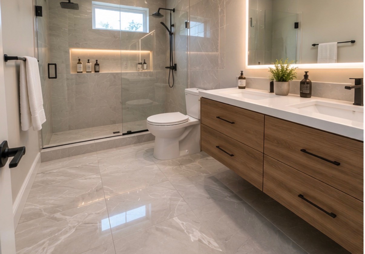 Tile installation and patterned floor