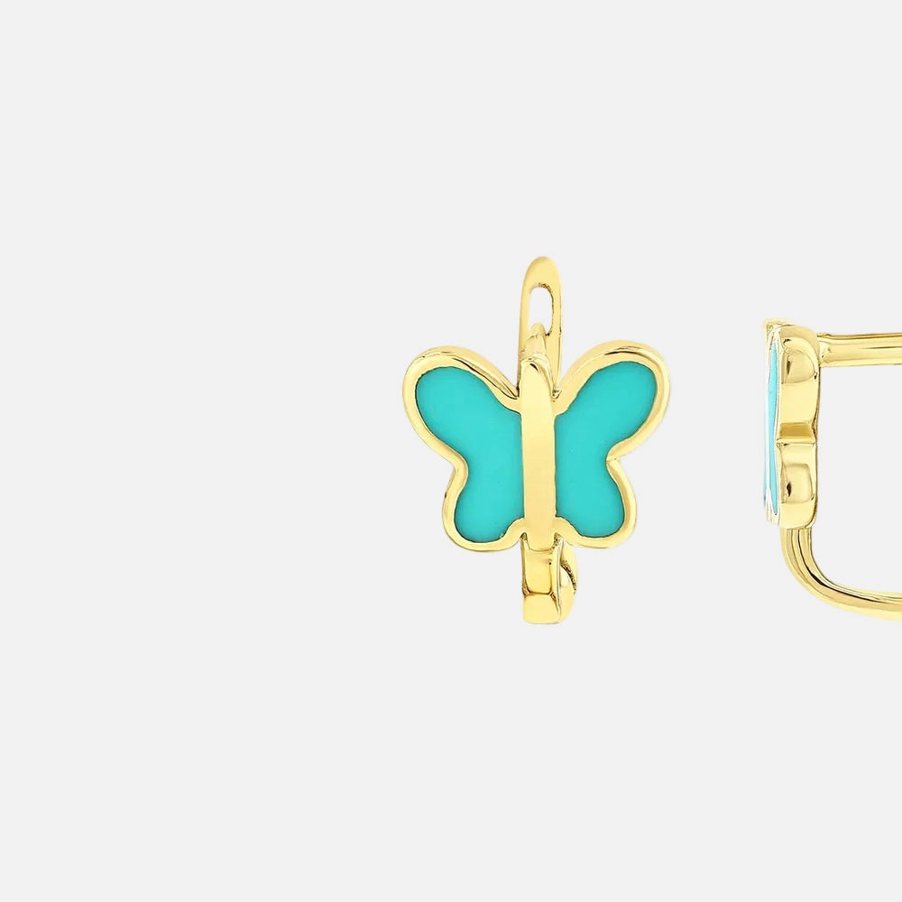 Assos Pırlanta Kelebek Figürlü 14 Ayar Altın Çocuk Küpesi