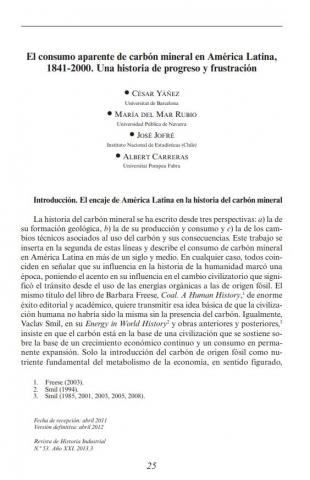 El consumo aparente de carbón mineral en América Latina, 1841-2000. Una historia de progreso y frustración