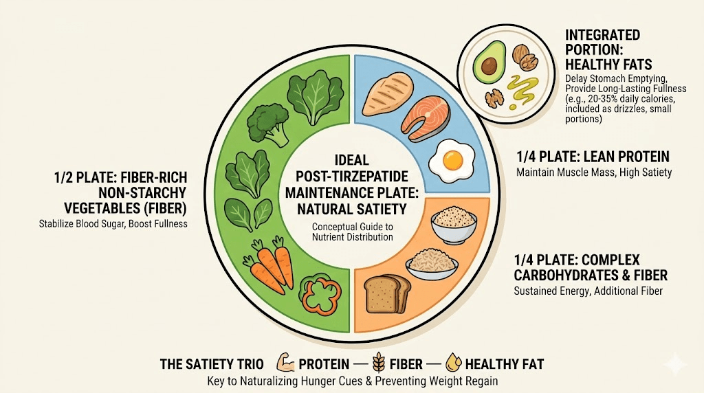 Ideal meal composition for maintaining weight loss after stopping tirzepatide