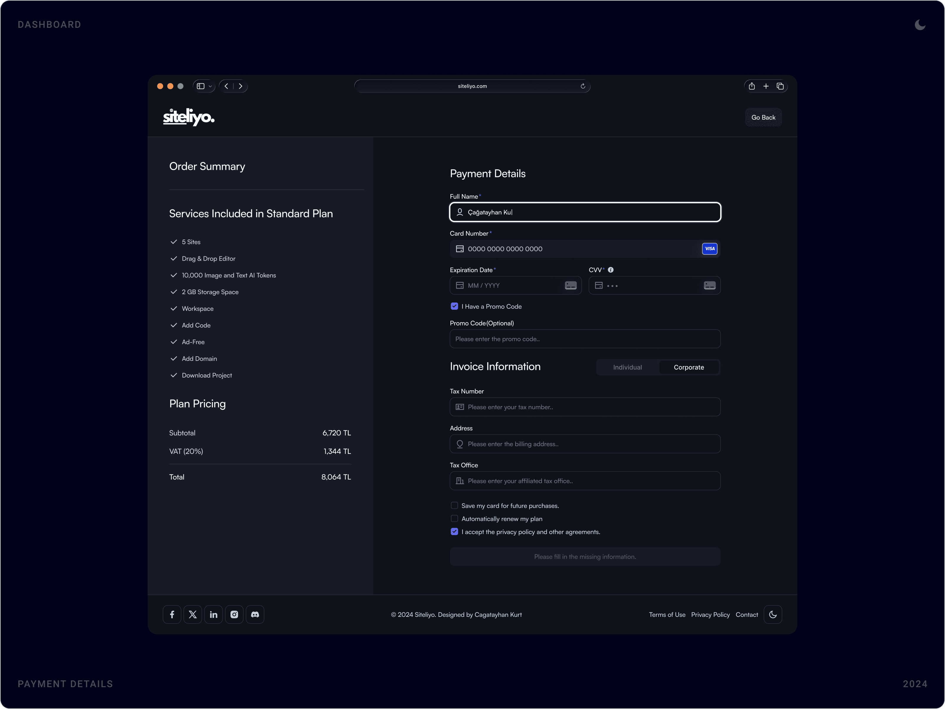 Modern SaaS Payment Details Interface Design