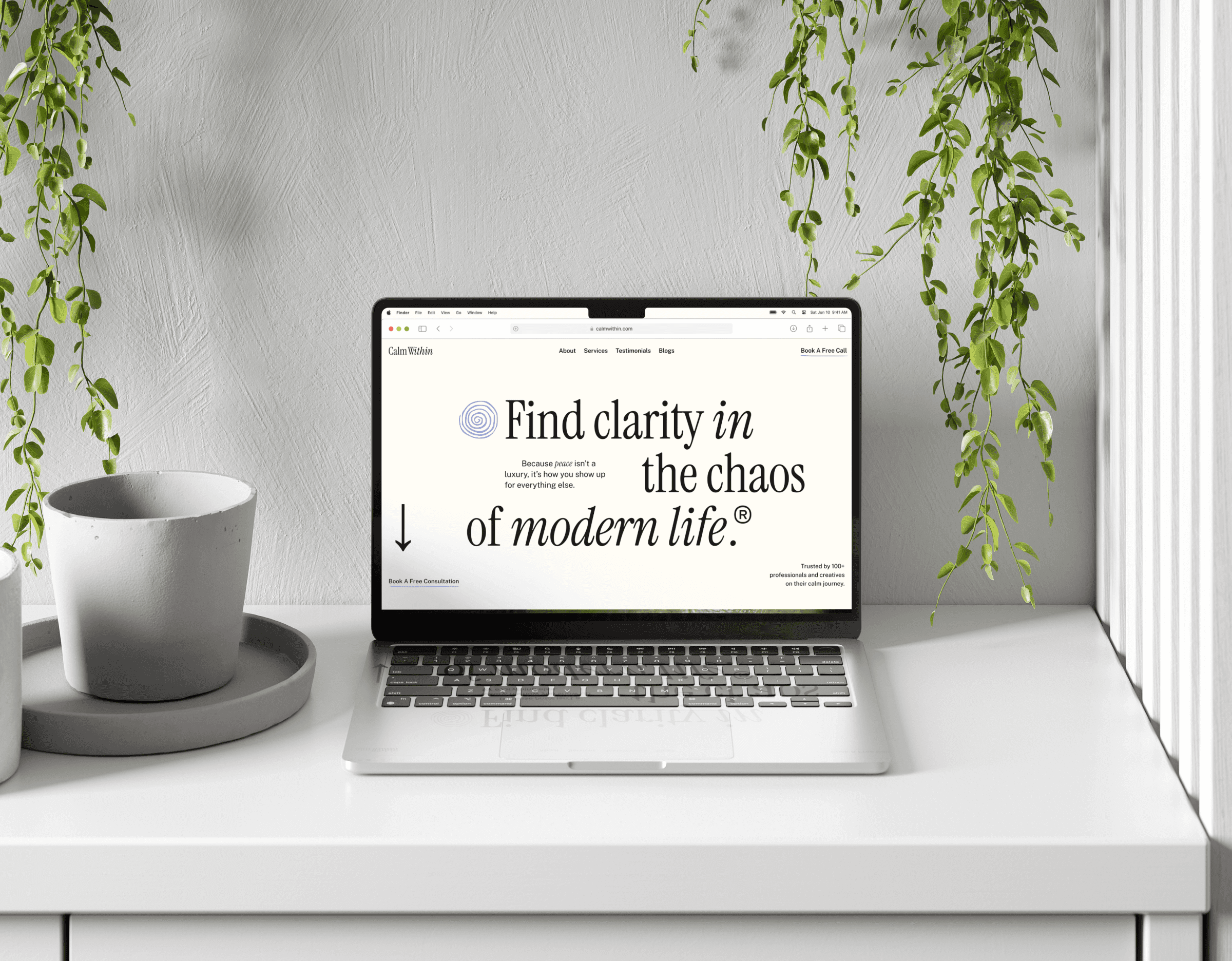 Macbook showing the landing page