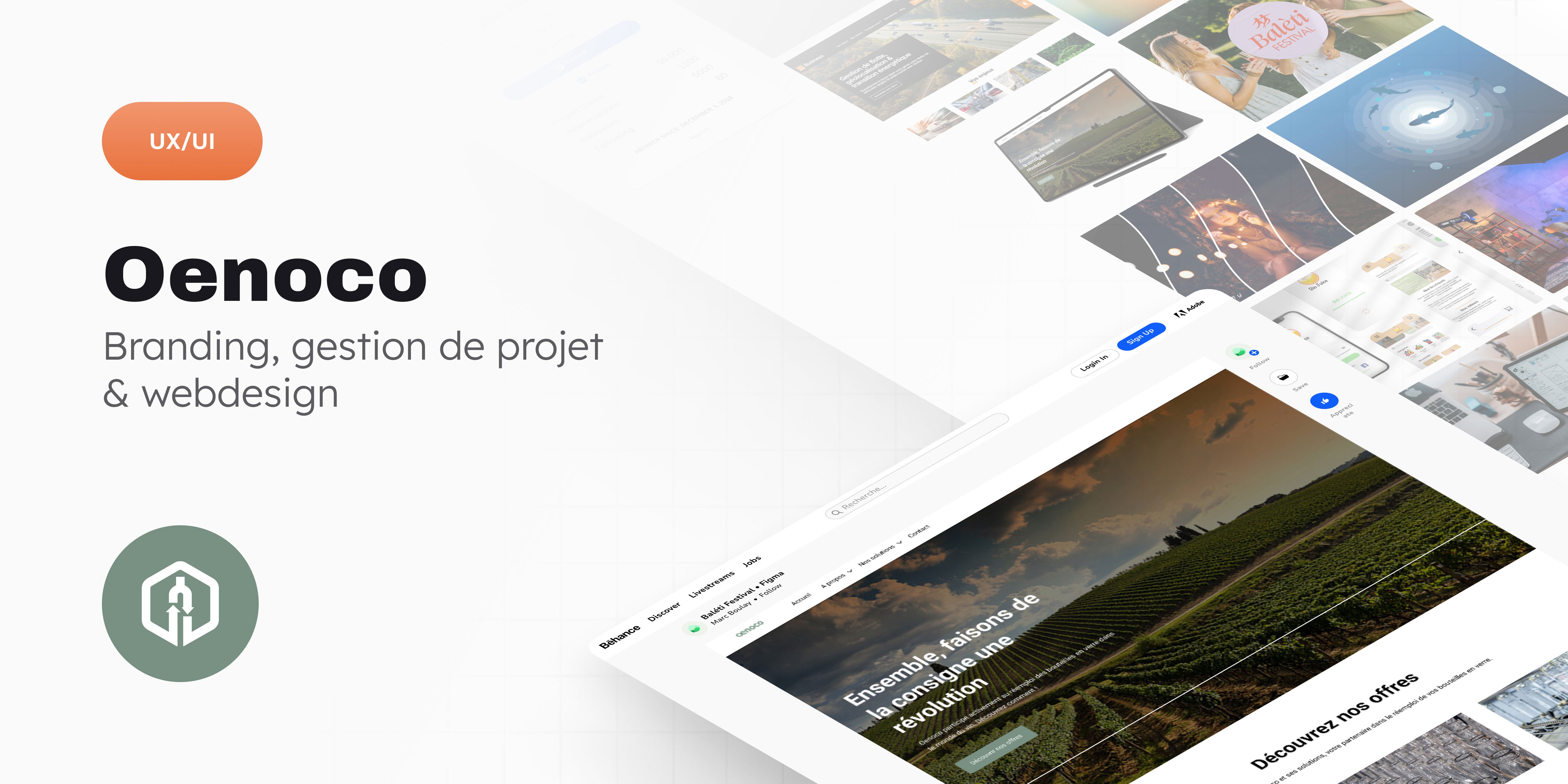 Quatre bouteilles de vin disposées sur une table en bois entourée de feuilles de vigne séchées, illustrant la gamme éco-responsable de vins consignés d’Oenoco.