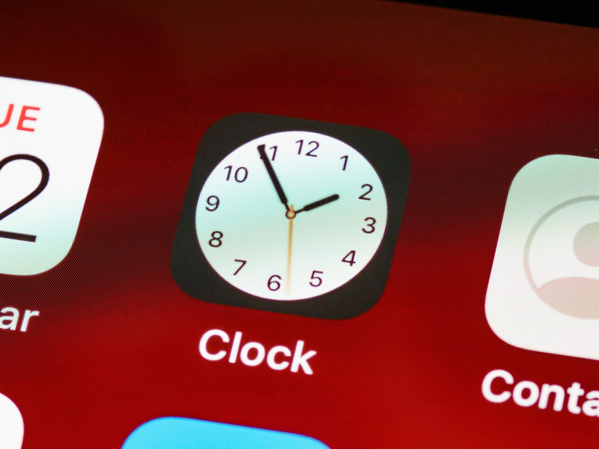 Close-up of a smartphone clock app.