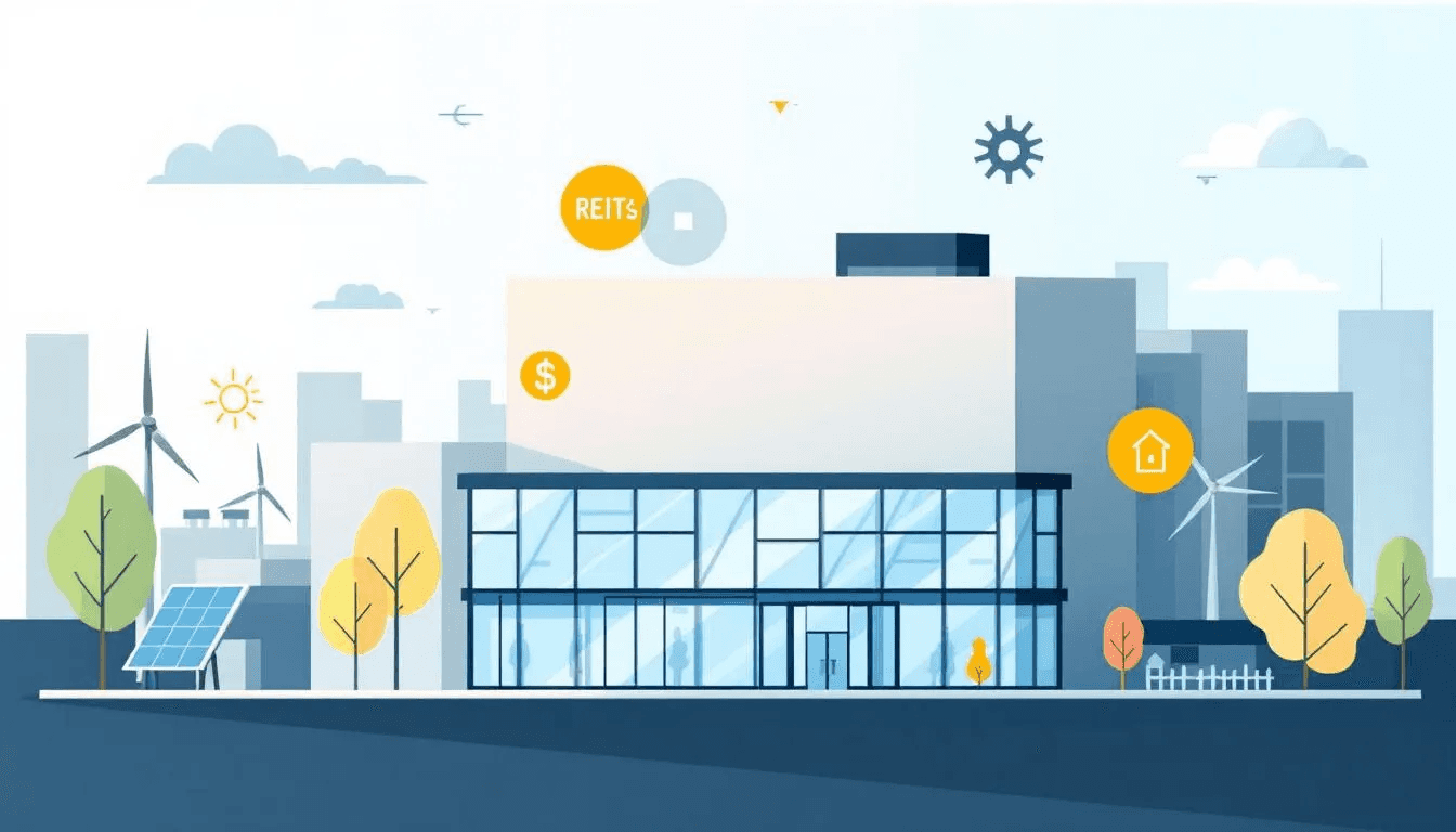 A modern office building representing Real Estate Investment Trusts (REITs).