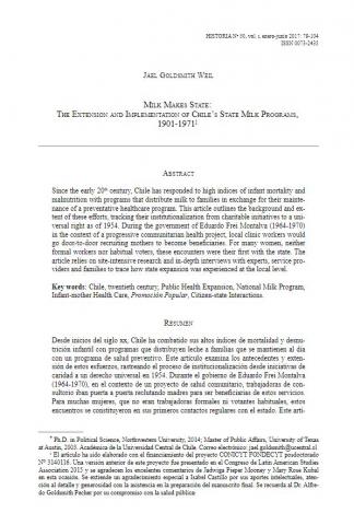 Milk Makes State: The Extension and Implementation of Chile’s State Milk Programs, 1901-1971