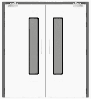 Double single-action Hygidoor with vision panels