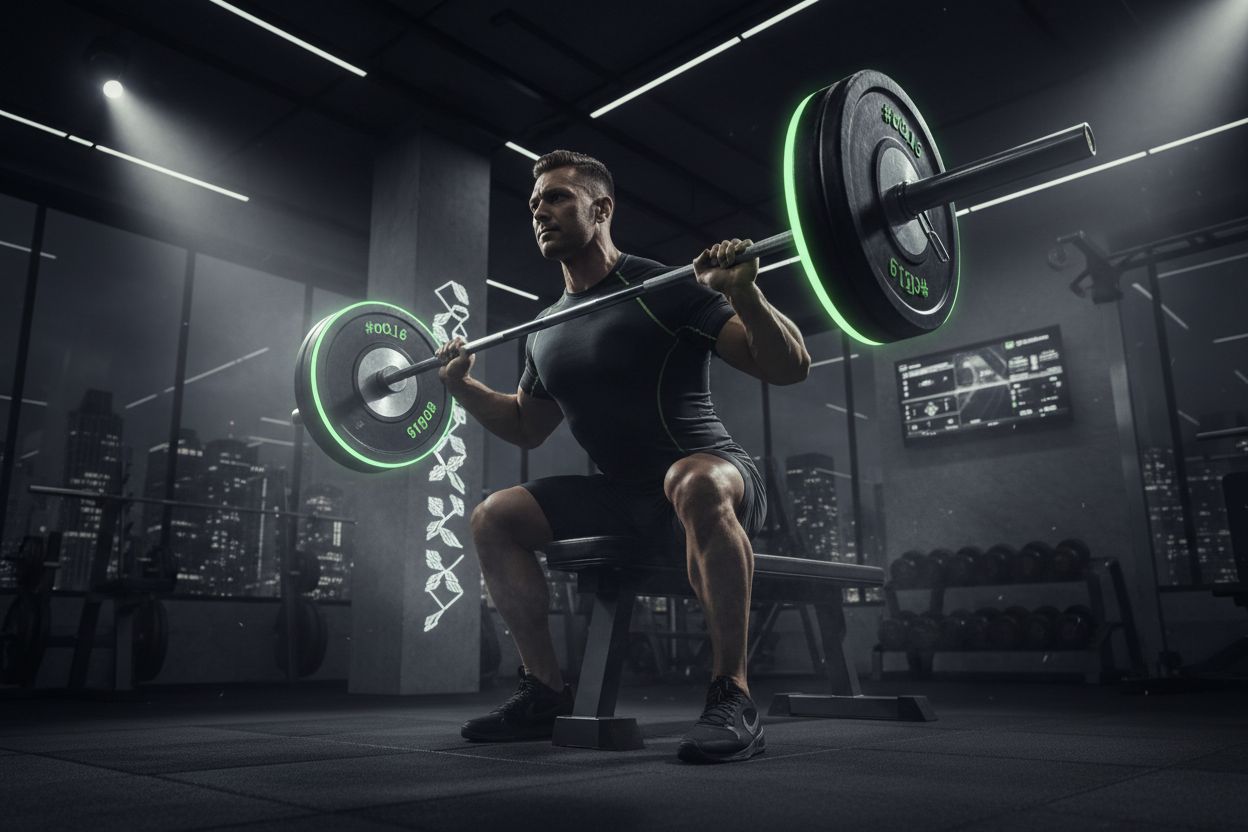 Lifter bench pressing and rowing in a modern gym