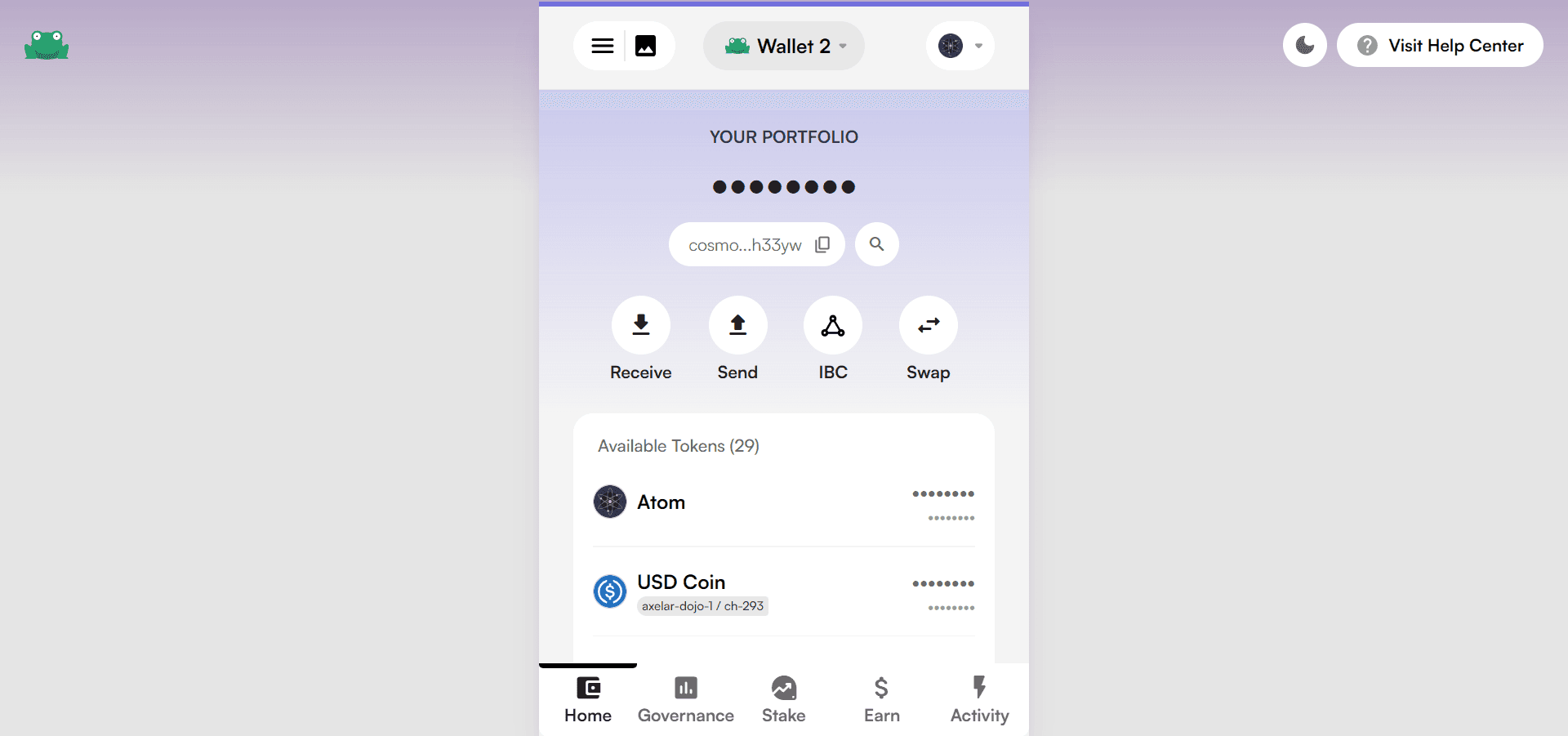 Leap Wallet Home Tab