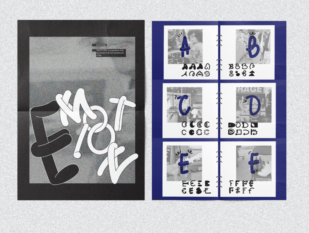 Poster graphics + typographic book spreads
