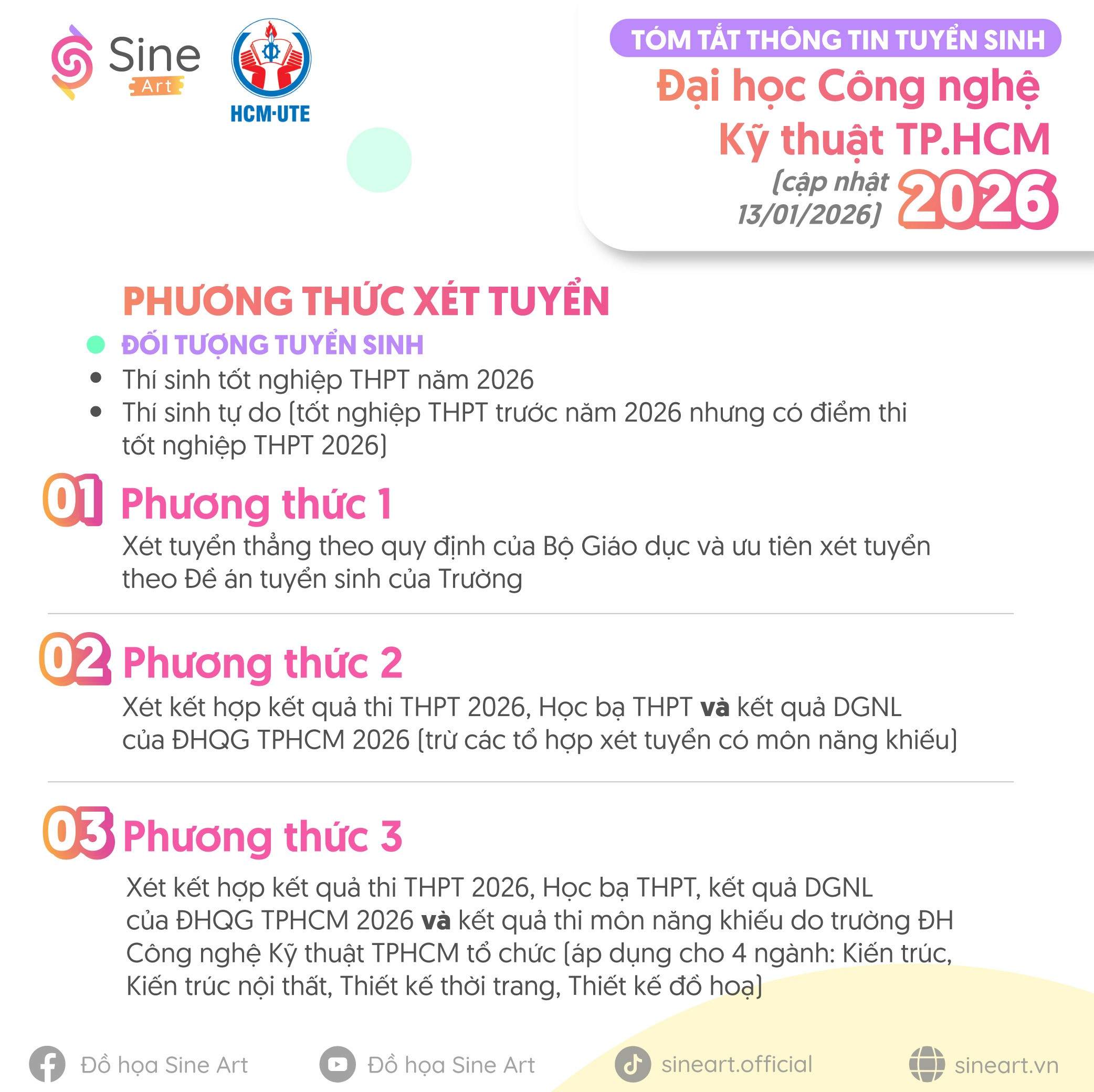 Tóm tắt thông tin tuyển sinh (các môn năng khiếu) của Trường ĐH Công nghệ Kỹ thuật TP.HCM (HCM-UTE) năm 2026