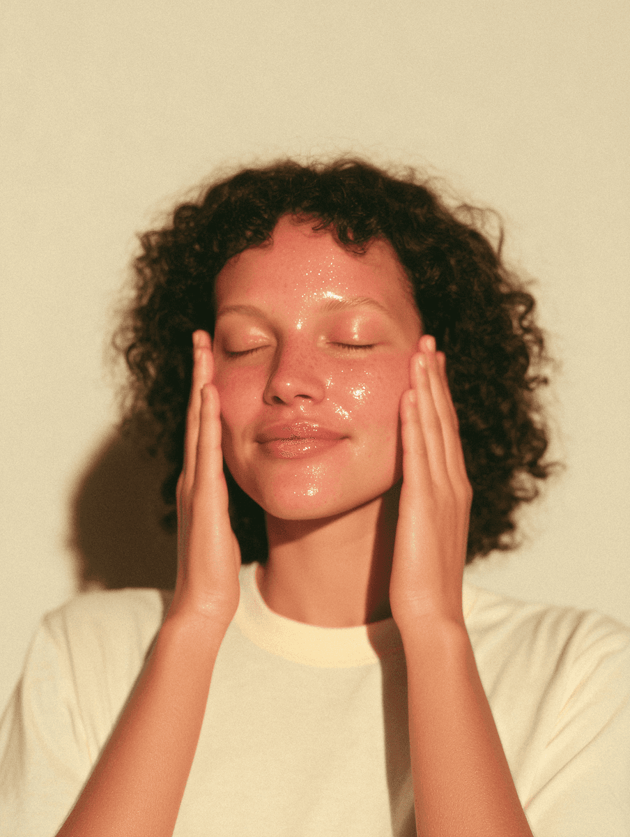 Beautiful lady with a ray of sunlight shining on her face
