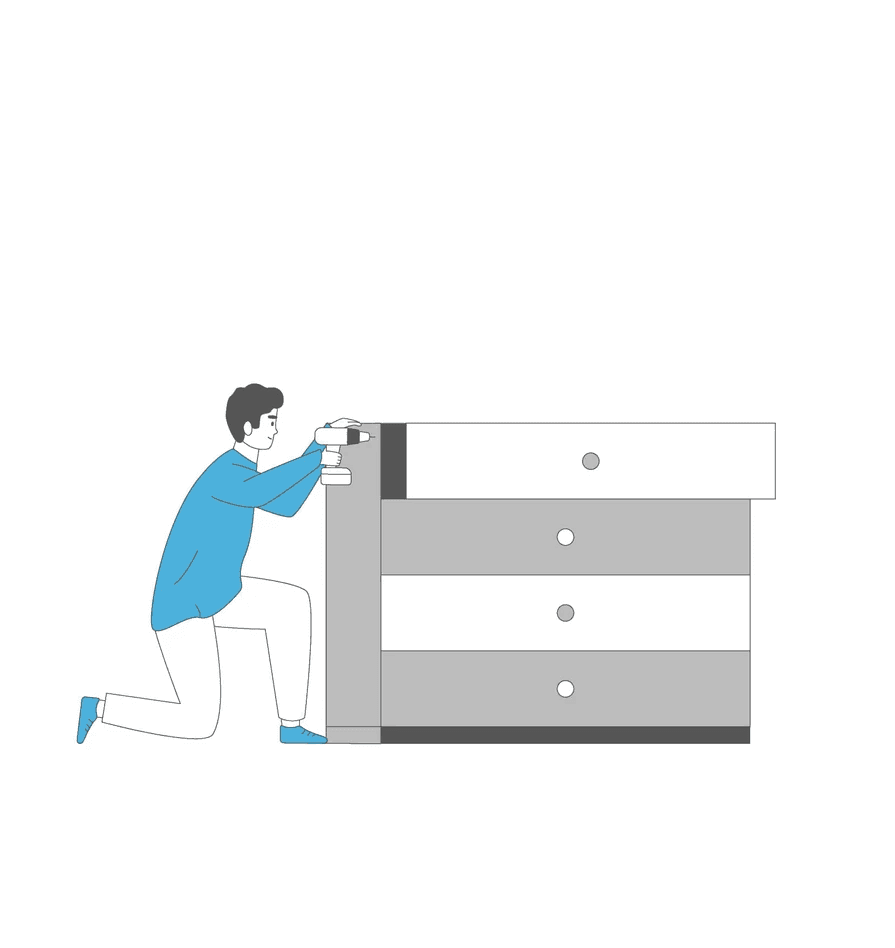 cboins and sons mover assemblying a bedroom drawer