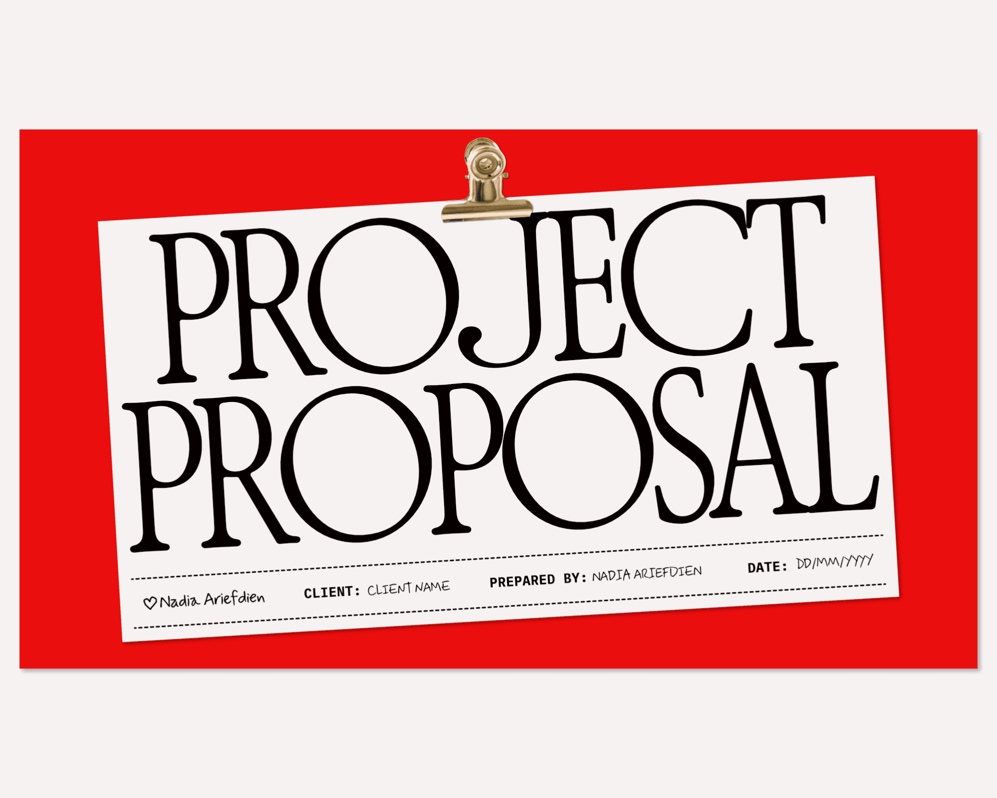 The cover page of Nadia Ariefdien's Project Proposal Presentation Template.