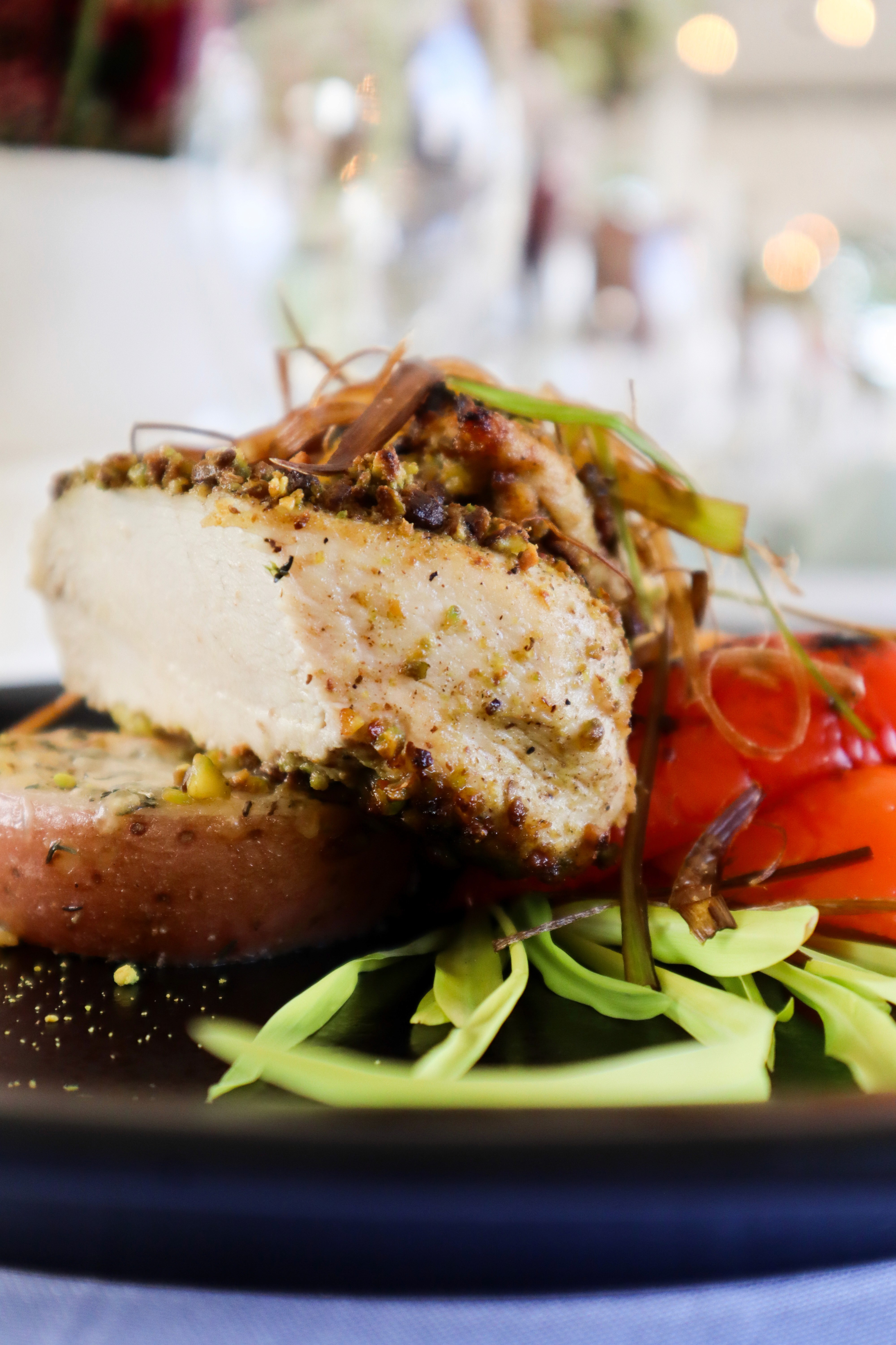 Fine dining plated dish by Chef Josh Gillard at Ashlar Ottawa wedding venue