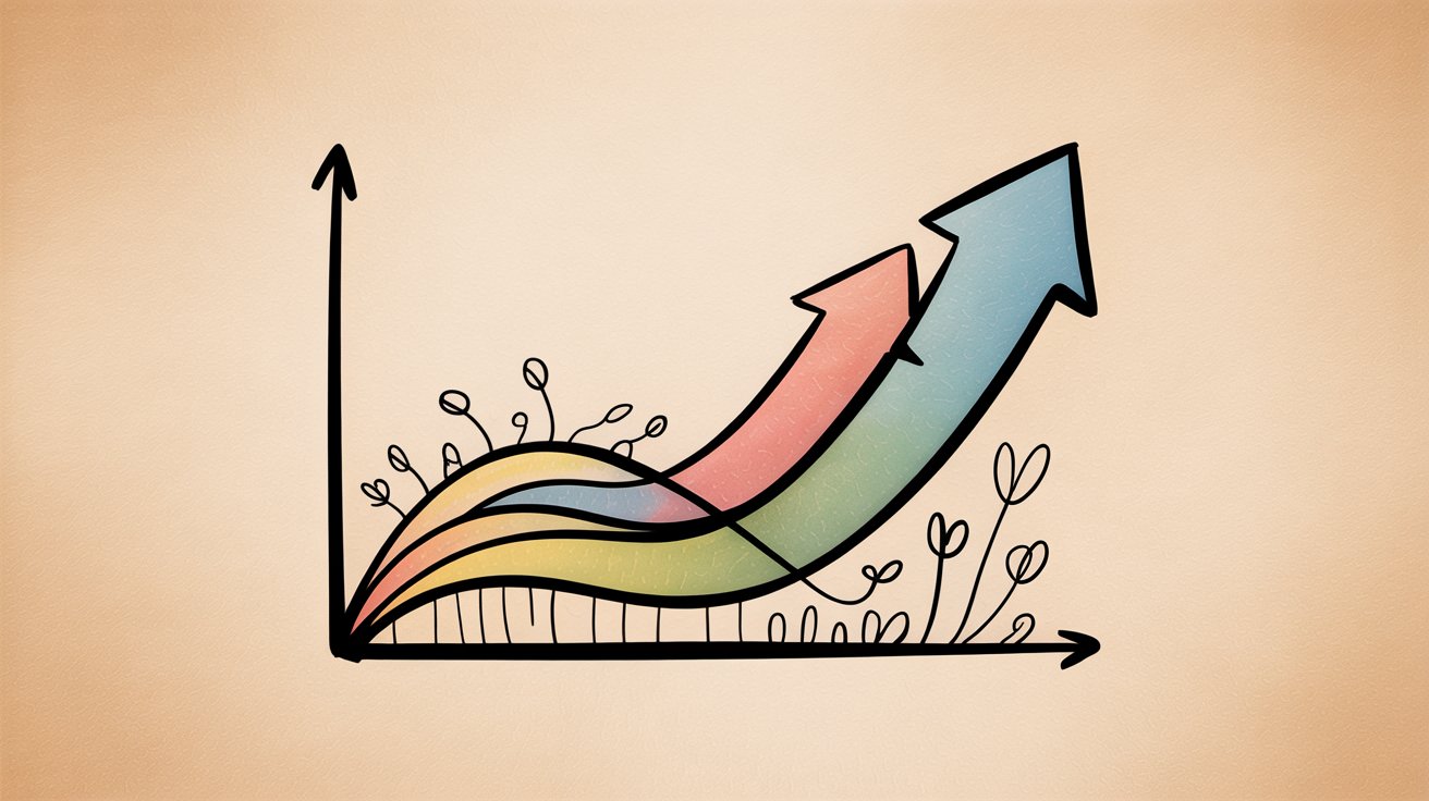 Illustration of gradual email volume increase showing healthy growth pattern