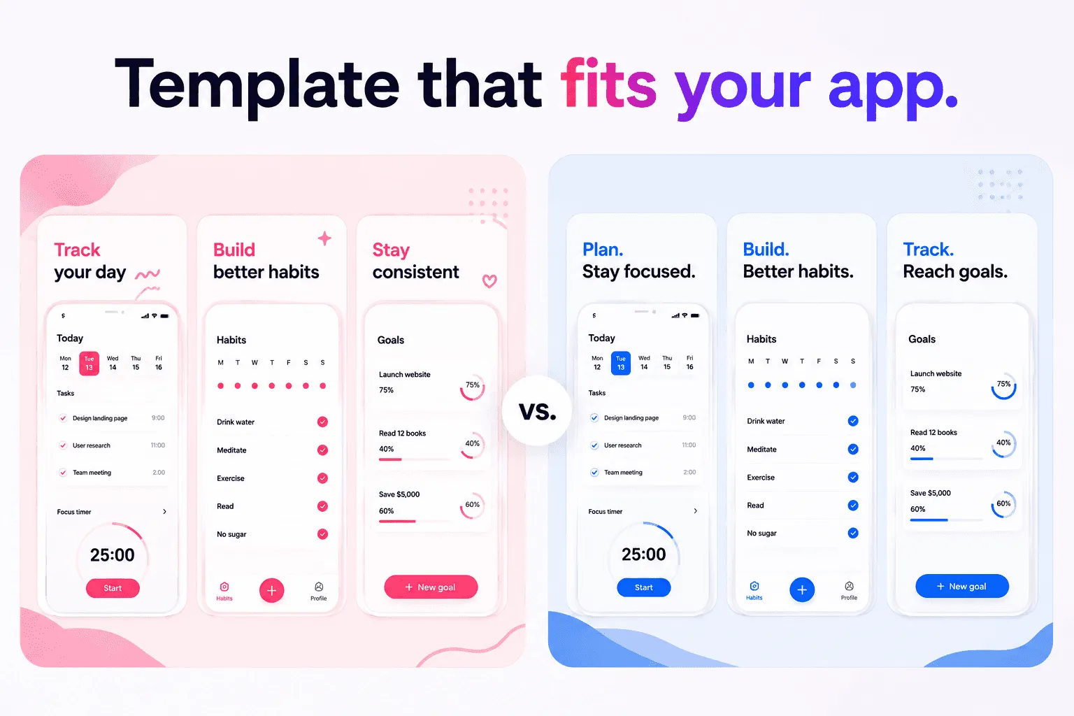 Compare screenshot layouts by message, readability, device support, and localization.