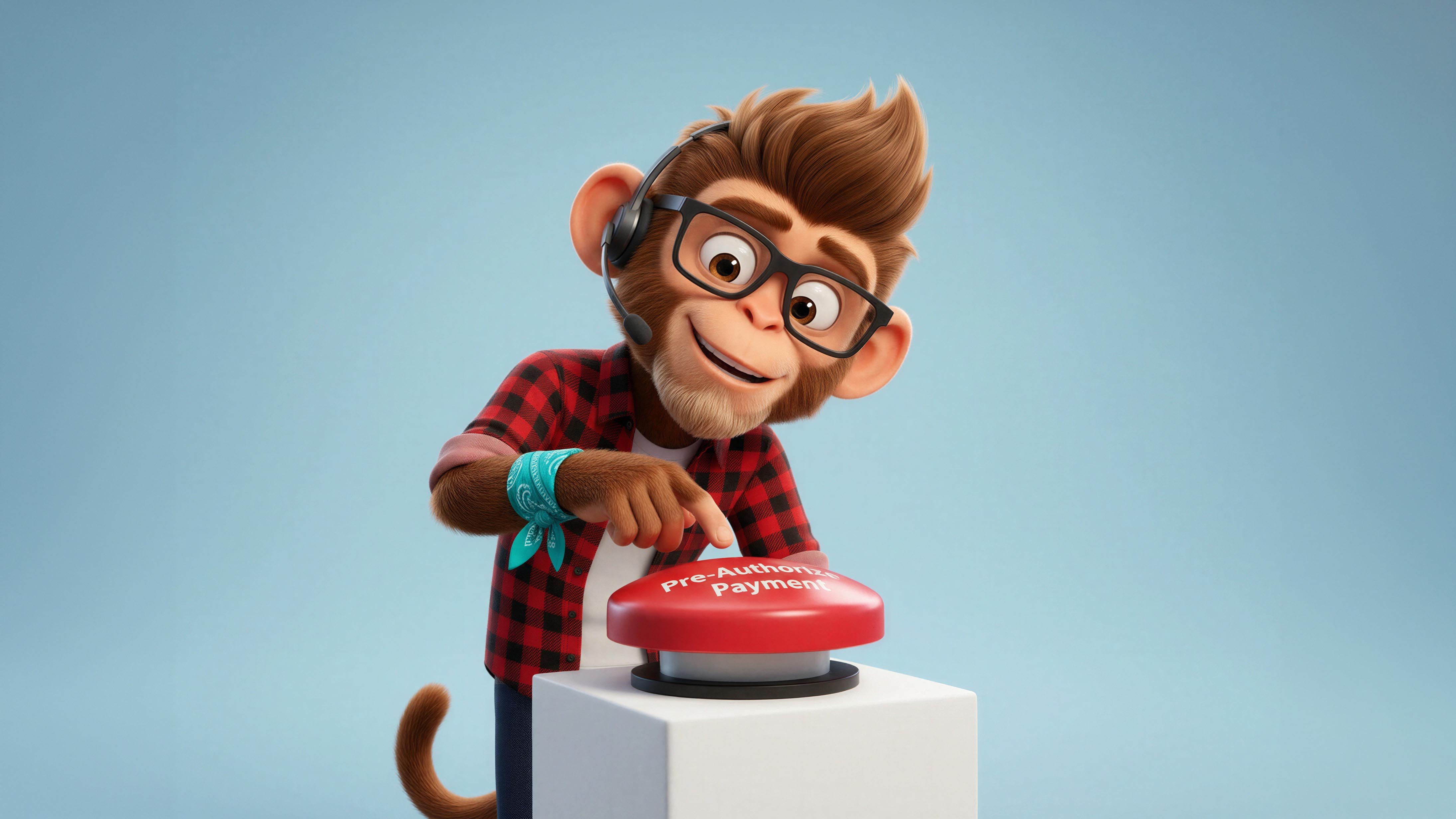 Monkye hitting a button