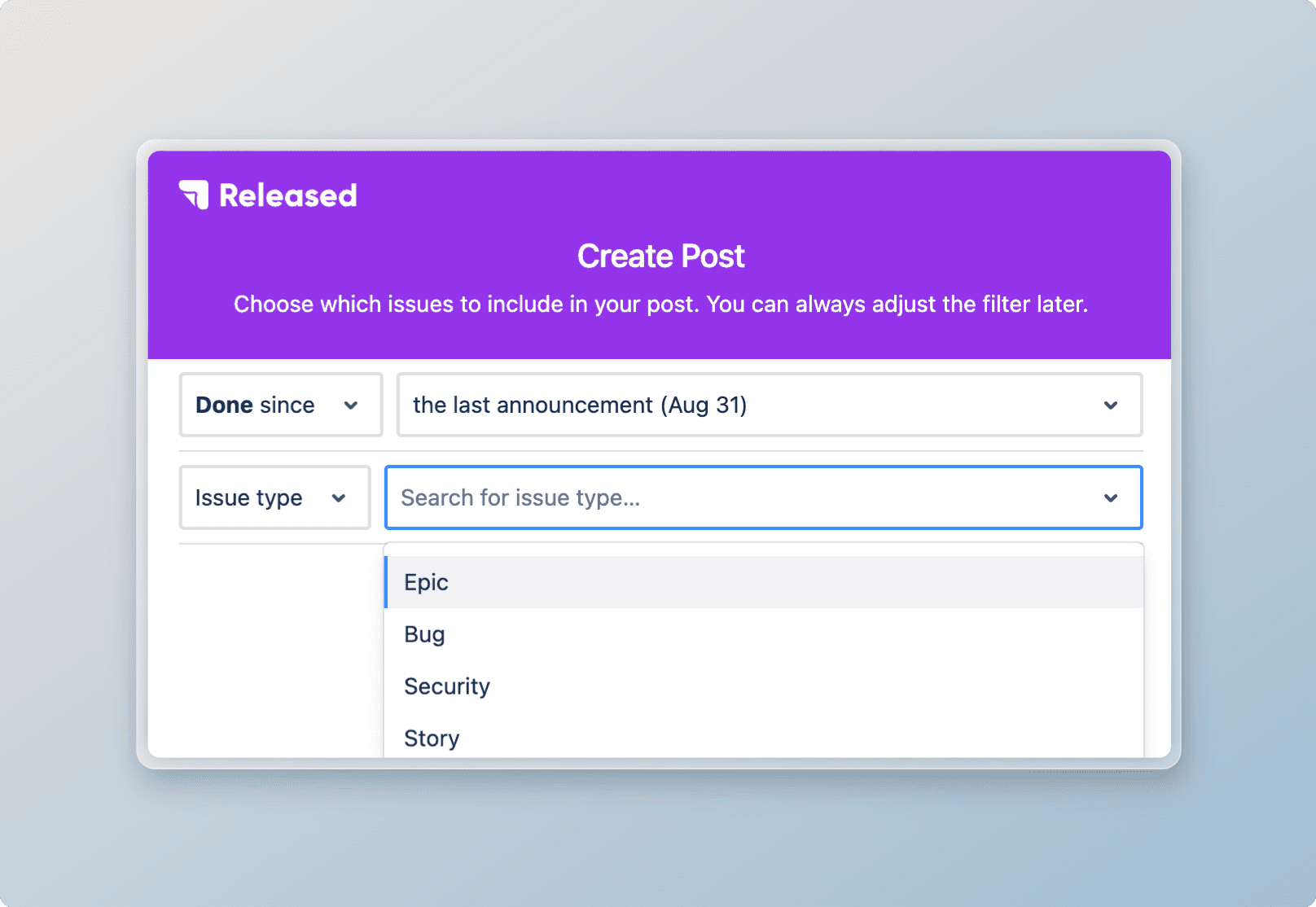 Issue filter