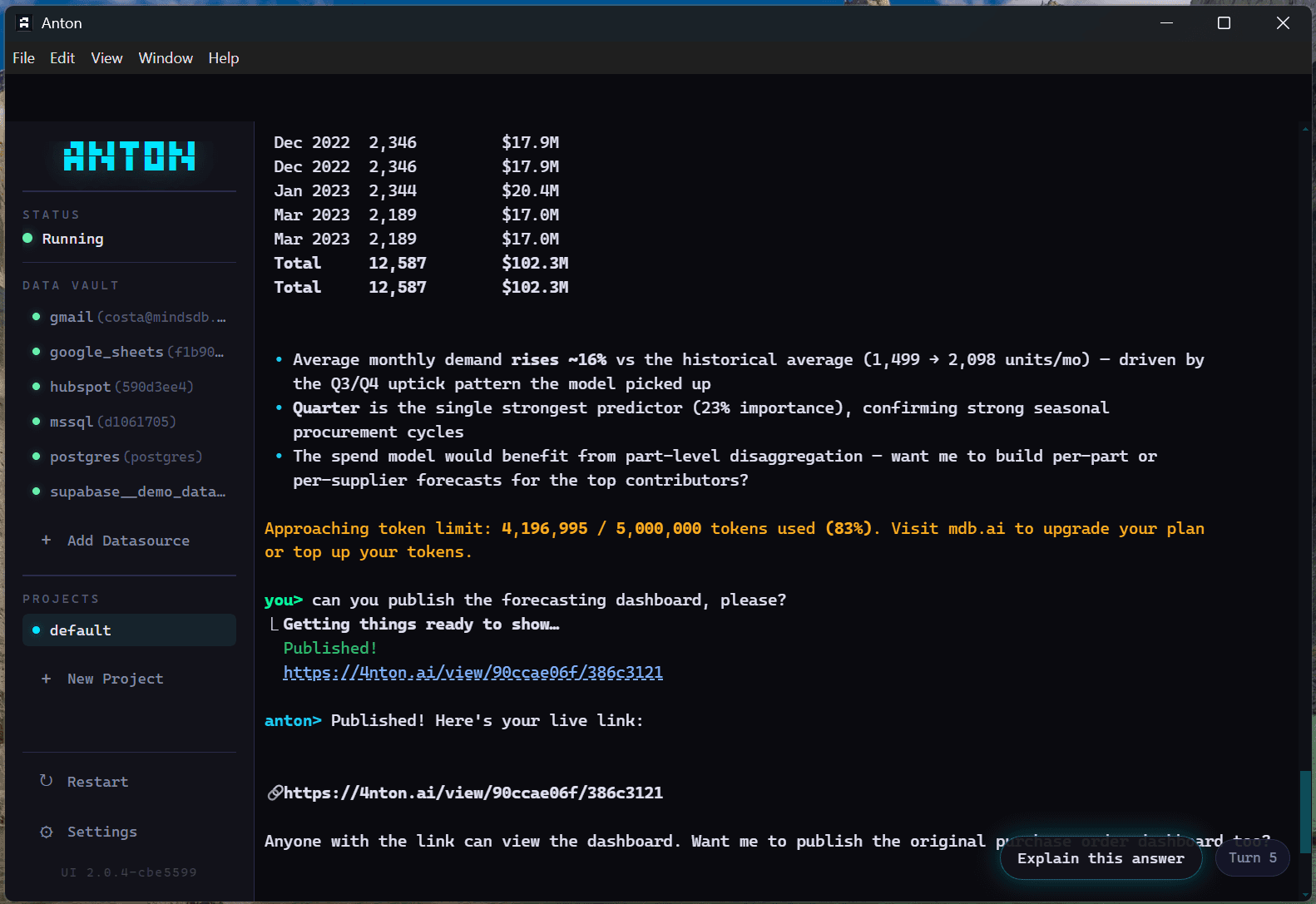 Screenshot 7: "Here's your link." No deploy step, no subdomain request, no waiting.