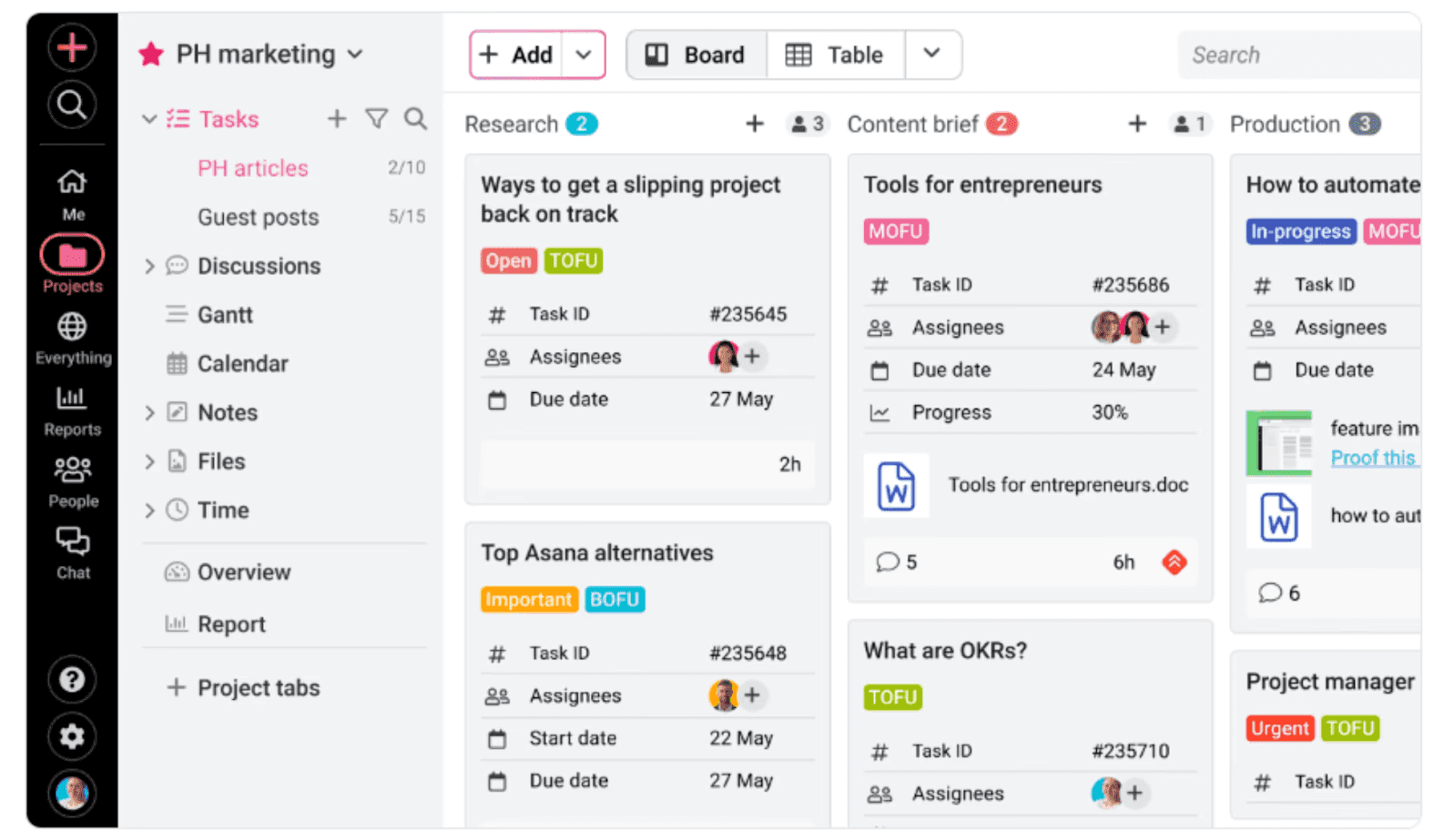 Interface of ProofHub