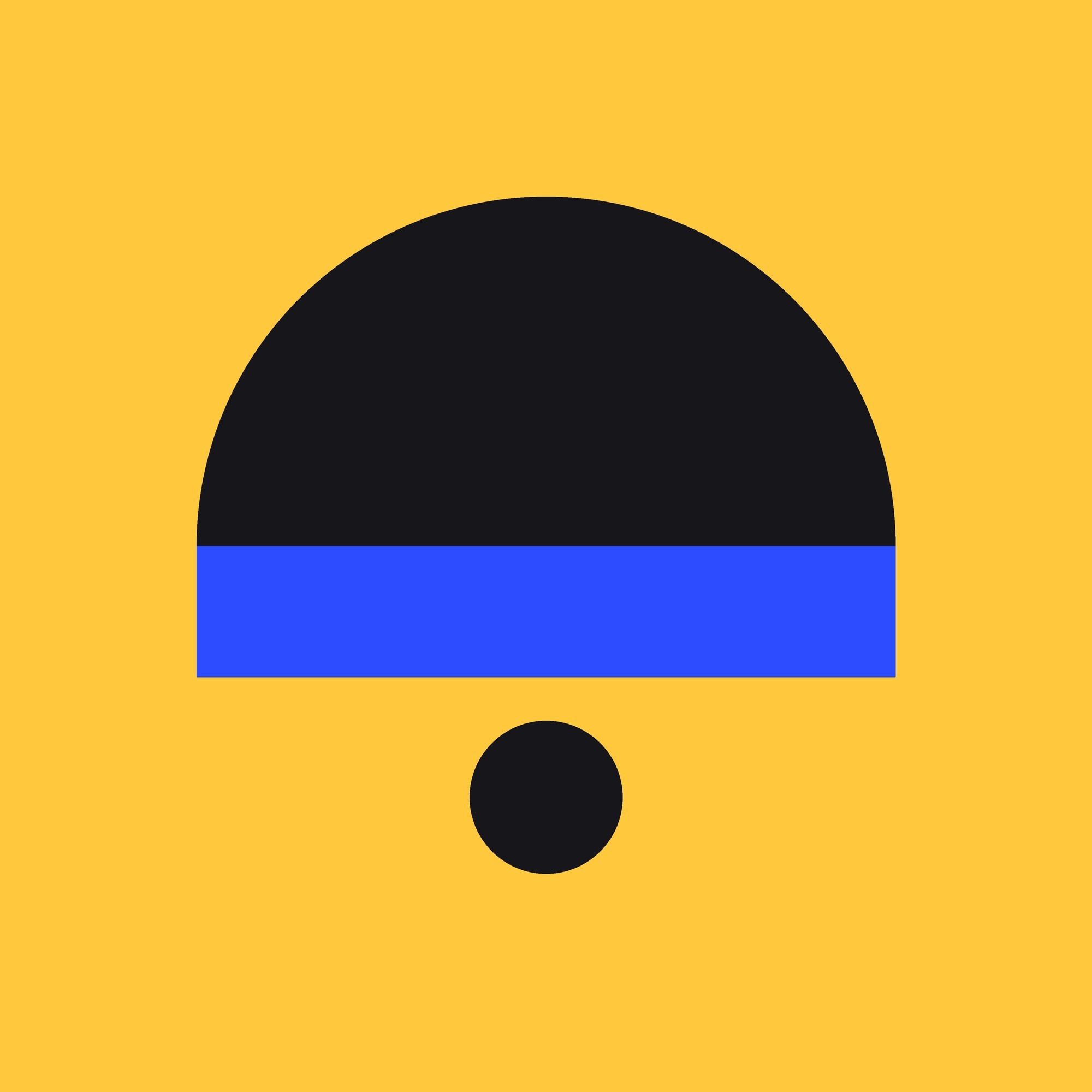 Flat colour-block board: the brand's lock-up shape in its own colours