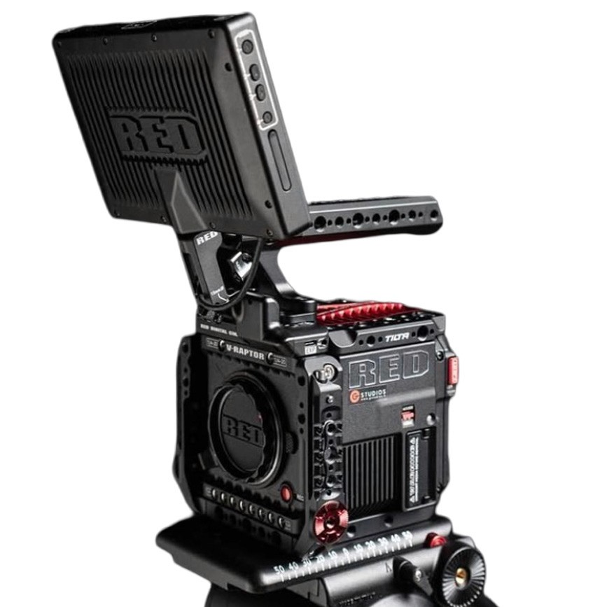 KIT includes:  -RED V-raptor 8K VV Brain (native RF mount) -DSMC3 RED® Touch 7.0″ LCD -Tilta cage with left + right wooden handle -RED PRO 660GB CF-express card -RED CF-express card reader -Hard case for all gear + camera